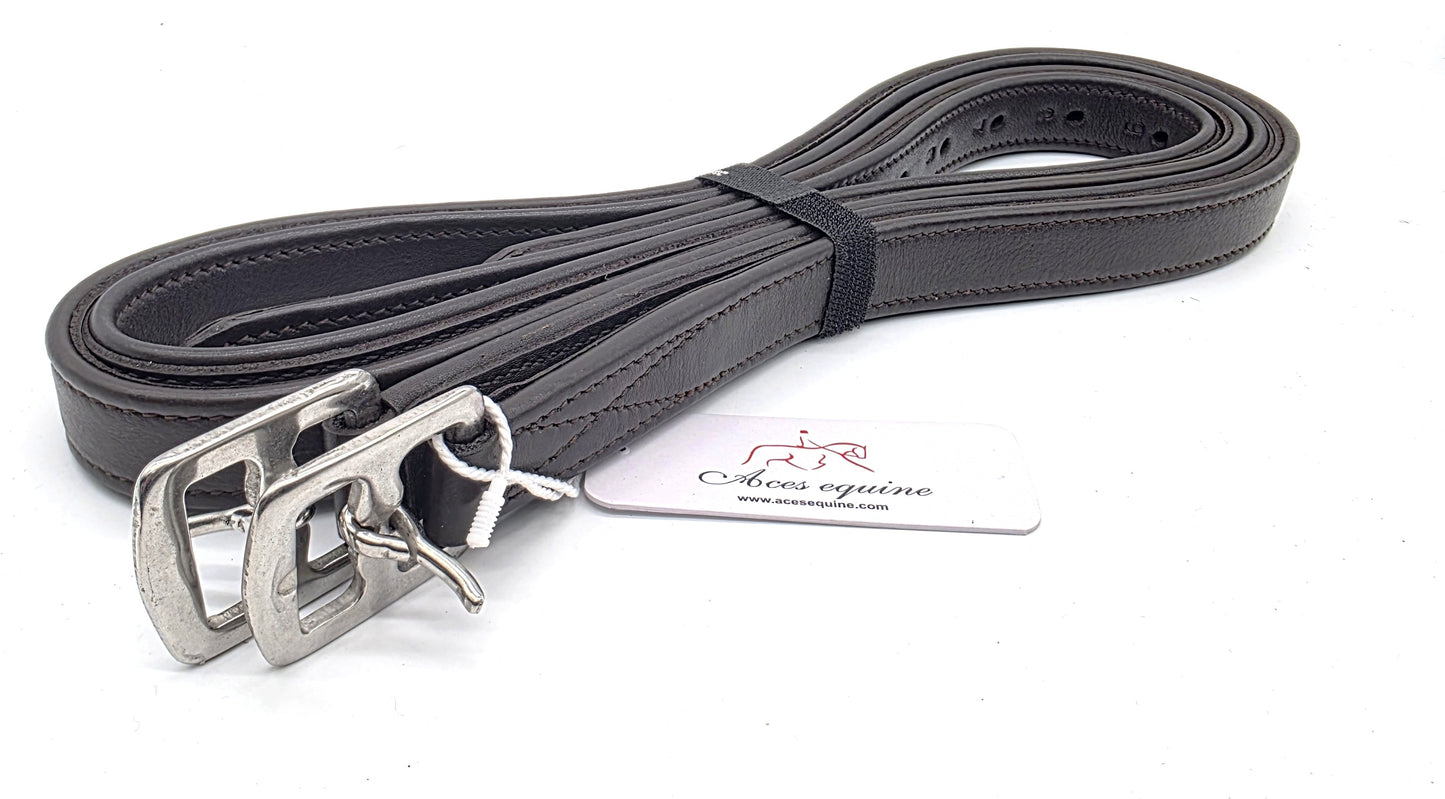 Soft Leather Stirrup for Child Premium Non-Stretch 3/4” Wide – Black and Brown – Sizes 24” 28” 32” 36”