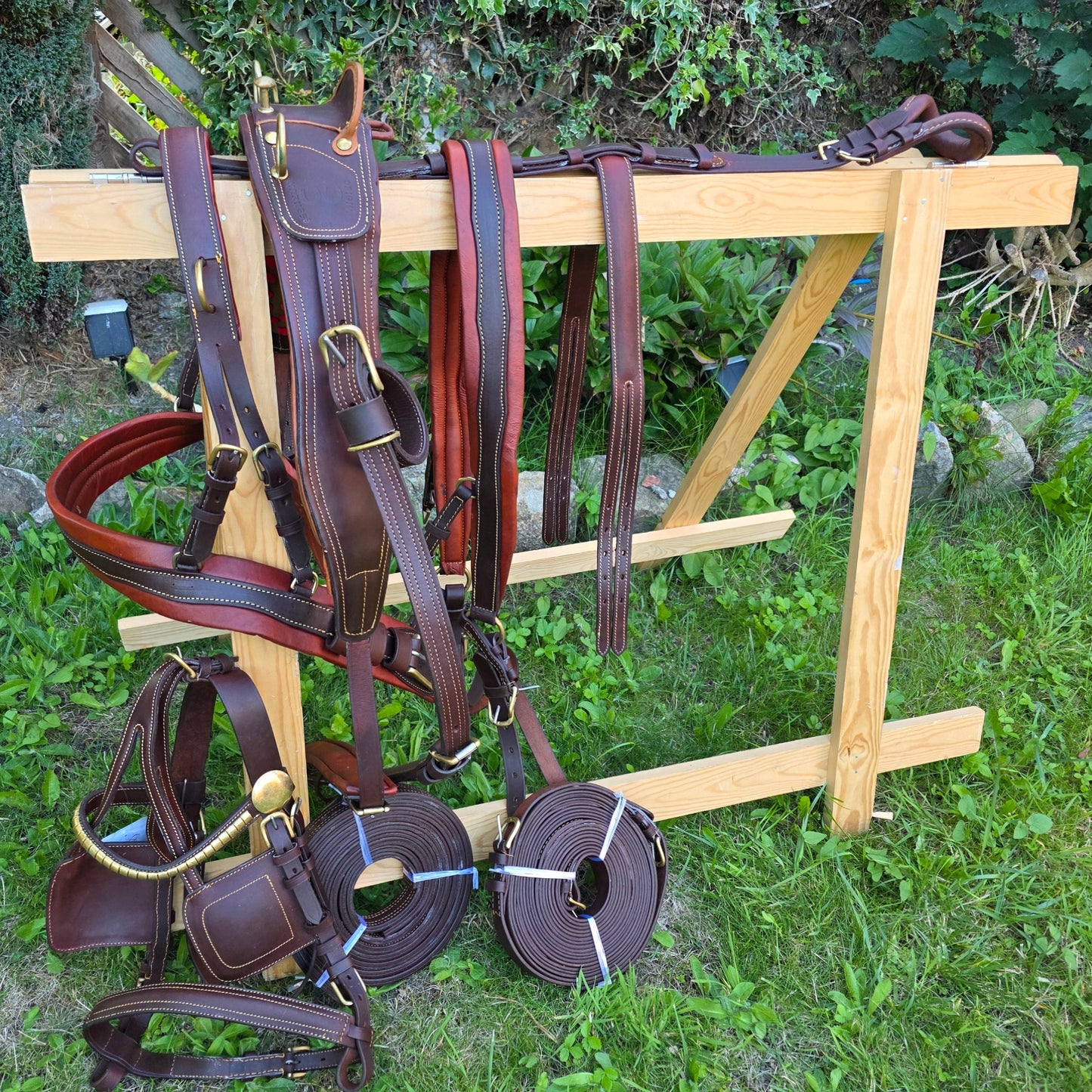 Brown Leather Driving Maltese Harness size X-full Full Cob and Pony