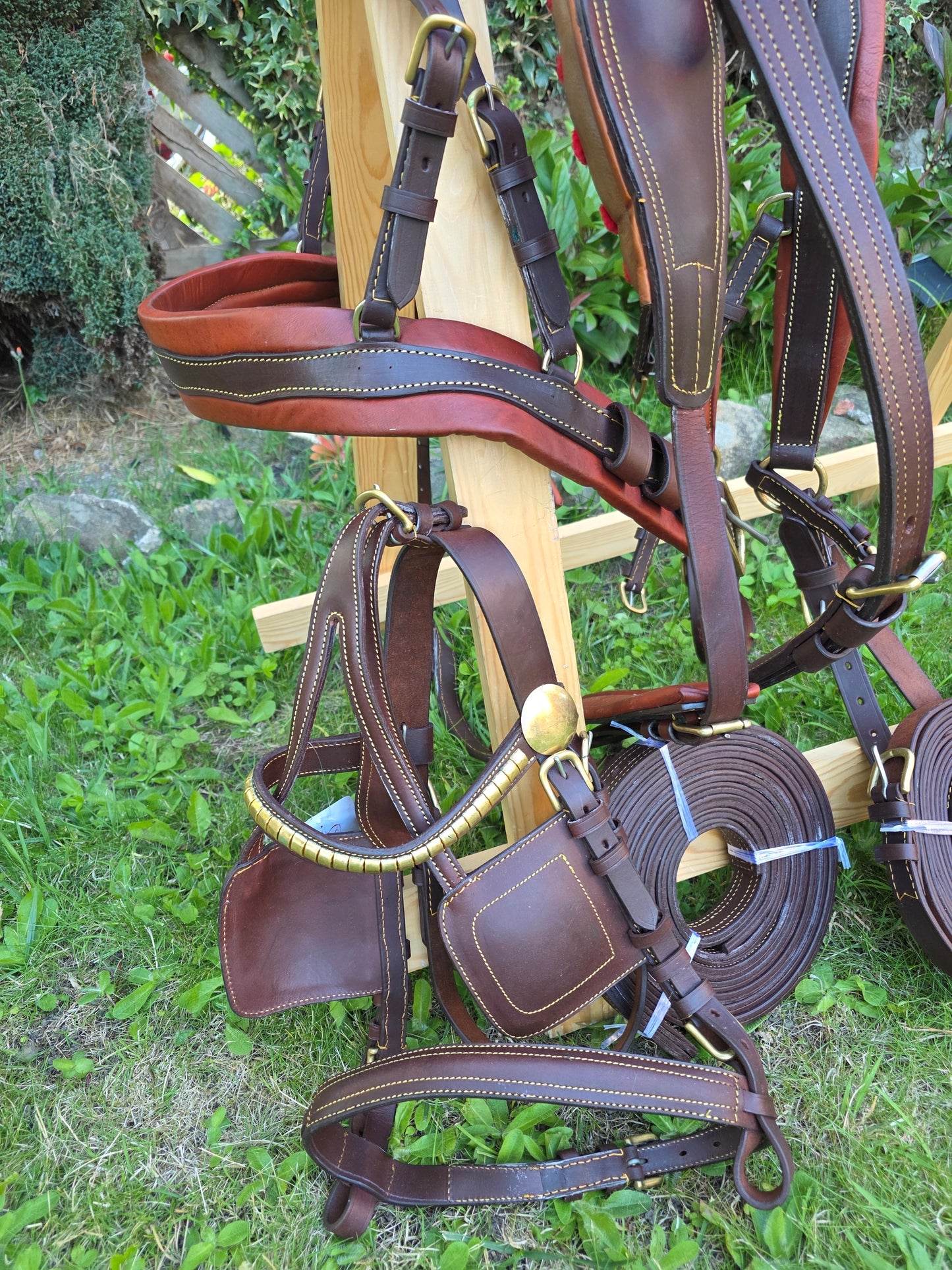 Brown Leather Driving Maltese Harness size X-full Full Cob and Pony