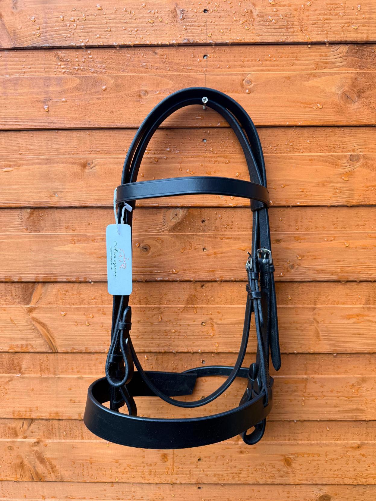 Leather Double Hunter Bridle 1.5'' Noseband 1 Inch Browband with Dual Reins Black
