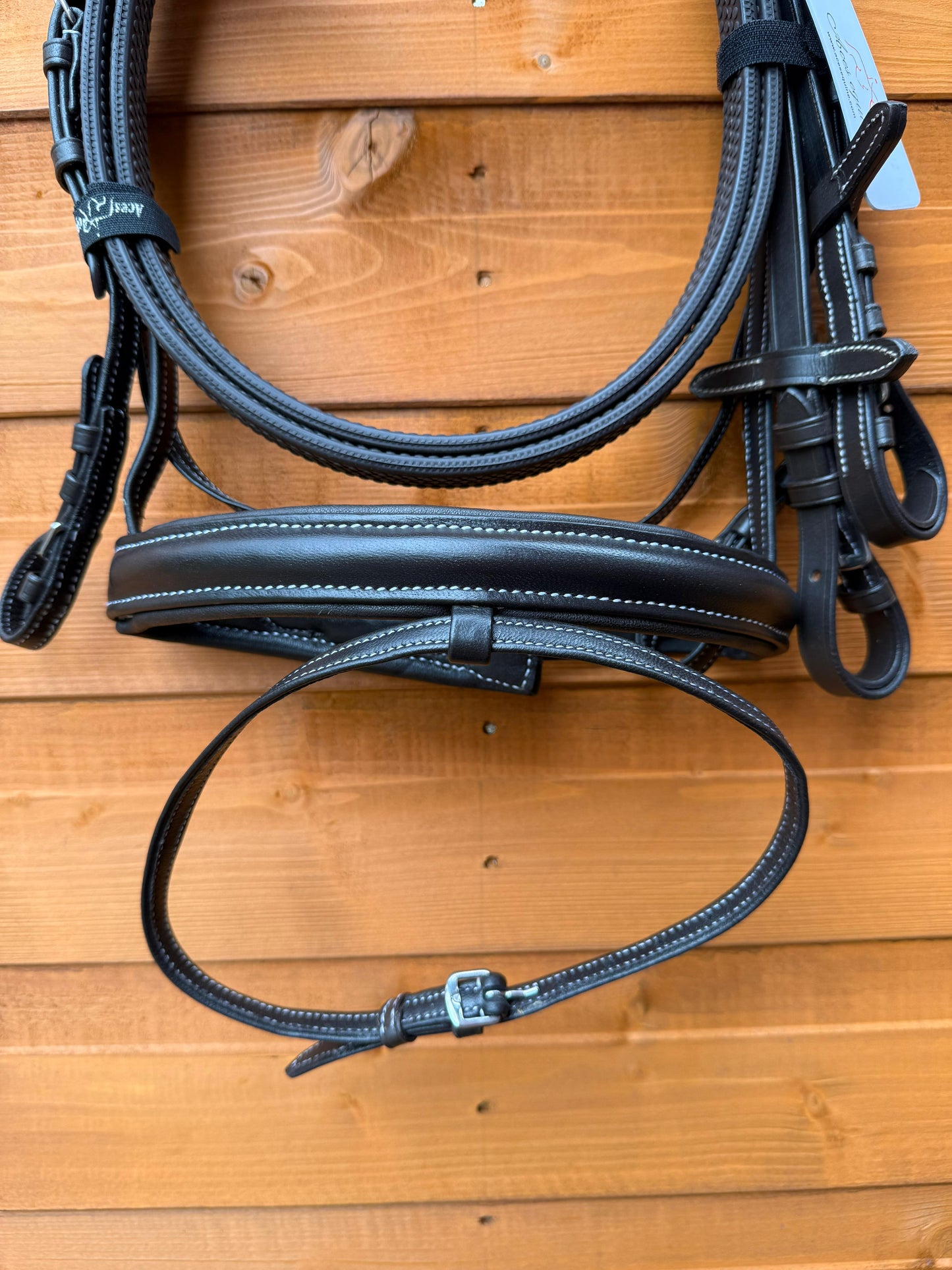 Eco Softy Leather Horse Show Bridle Black with Diamante Browband and Comfort Padding