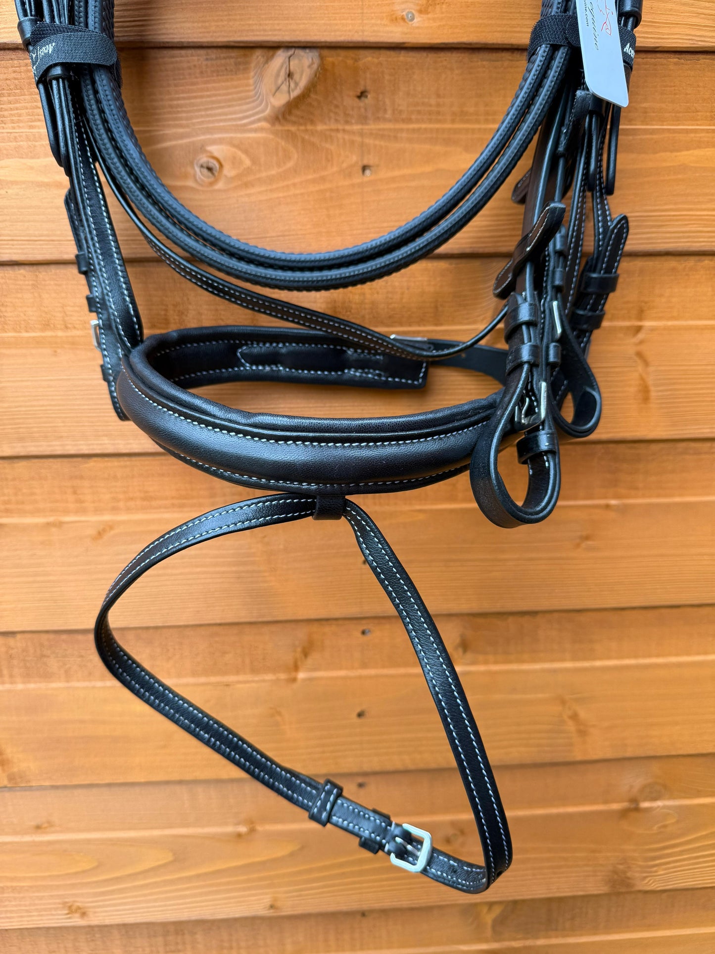 Eco Softy Leather Horse Show Bridle Black with Diamante Browband and Comfort Padding