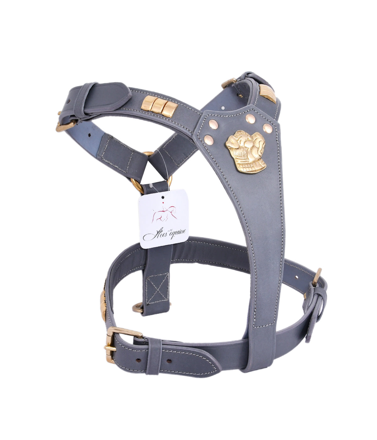 Handcrafted_Grey_Leather_Staffy_Dog_Harness_Collar_And_Chain_Lead_Set_Luxury_Comfort_Fit_with_Brass_Knot