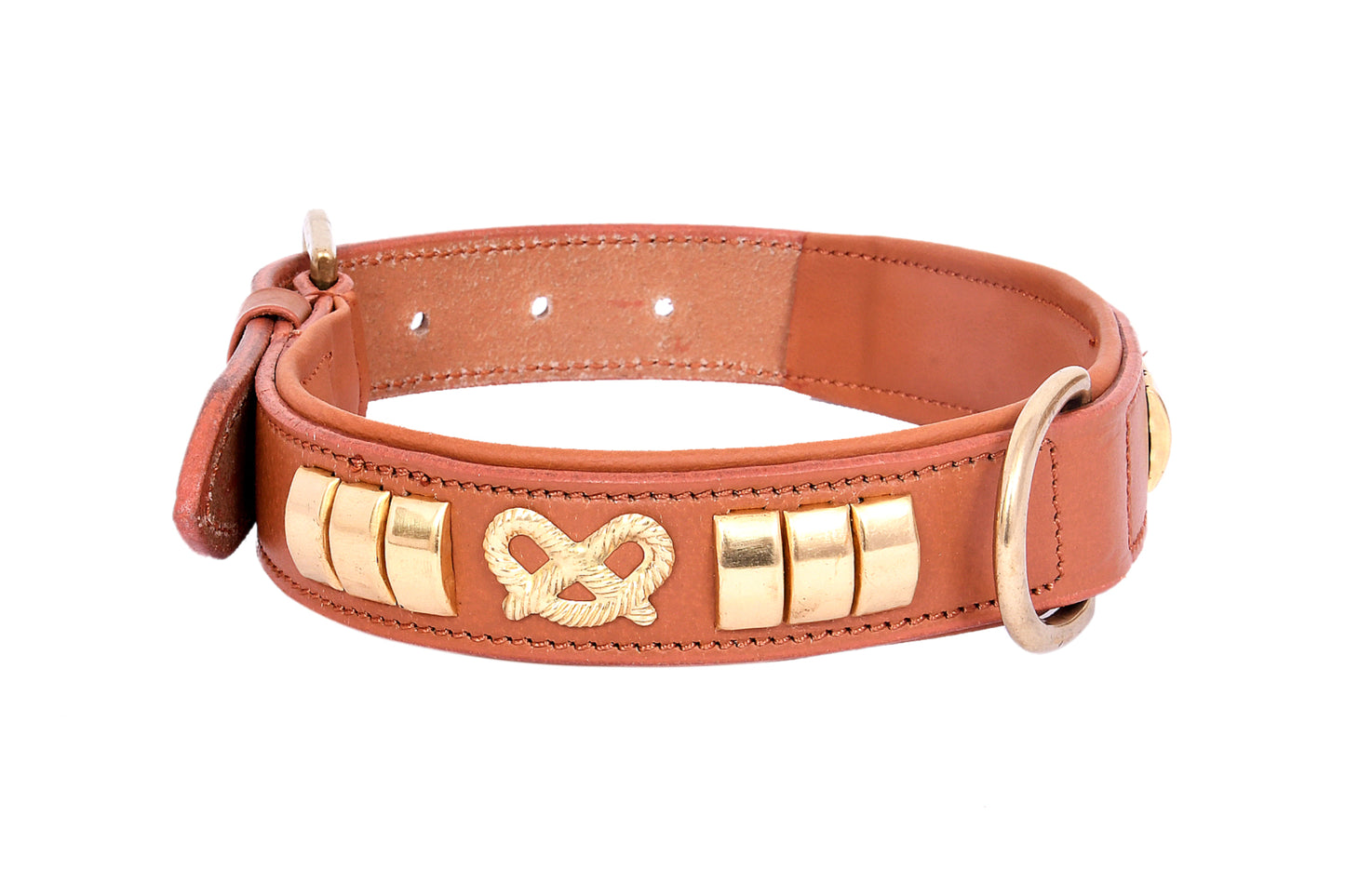 Handcrafted Tan Leather Staffy Dog Harness Collar And Chain Lead Set Luxury Comfort Fit with Brass Knot
