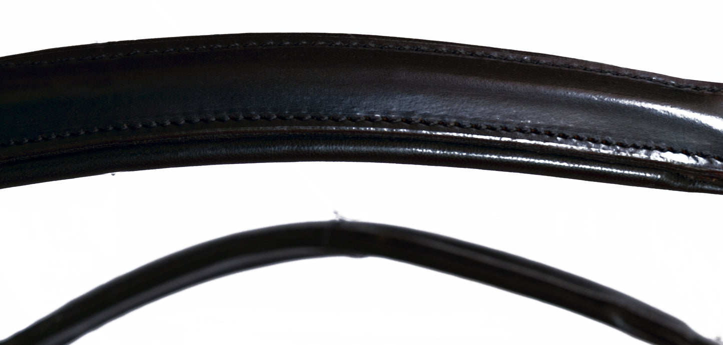 Premium Black Leather Horse Headcollar Raised Padded with Brass Plated Nickel Fittings