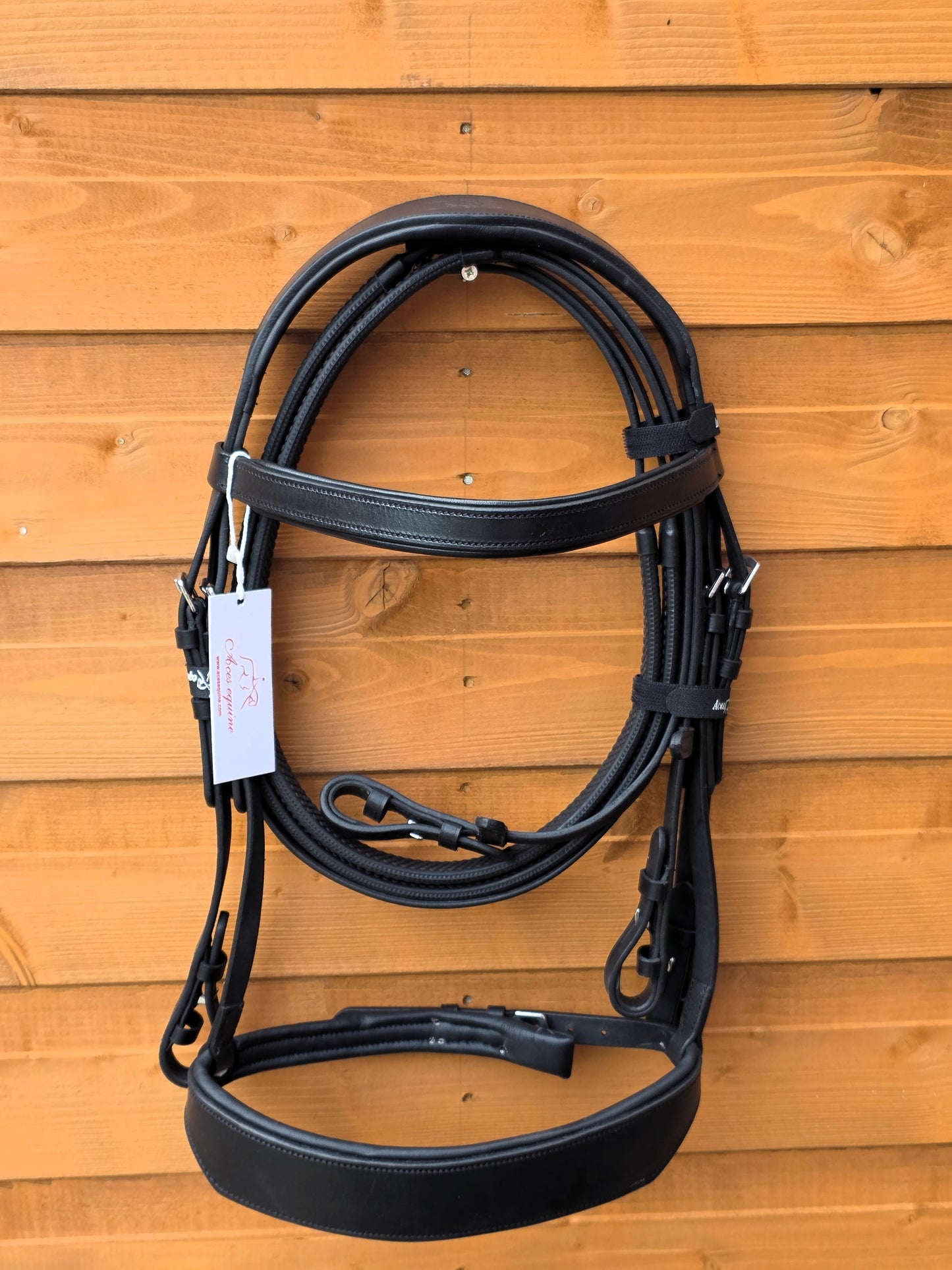 Leather Hunter Bridle Padded 2"Noseband 1" Browband with Rubber reins Show Quality