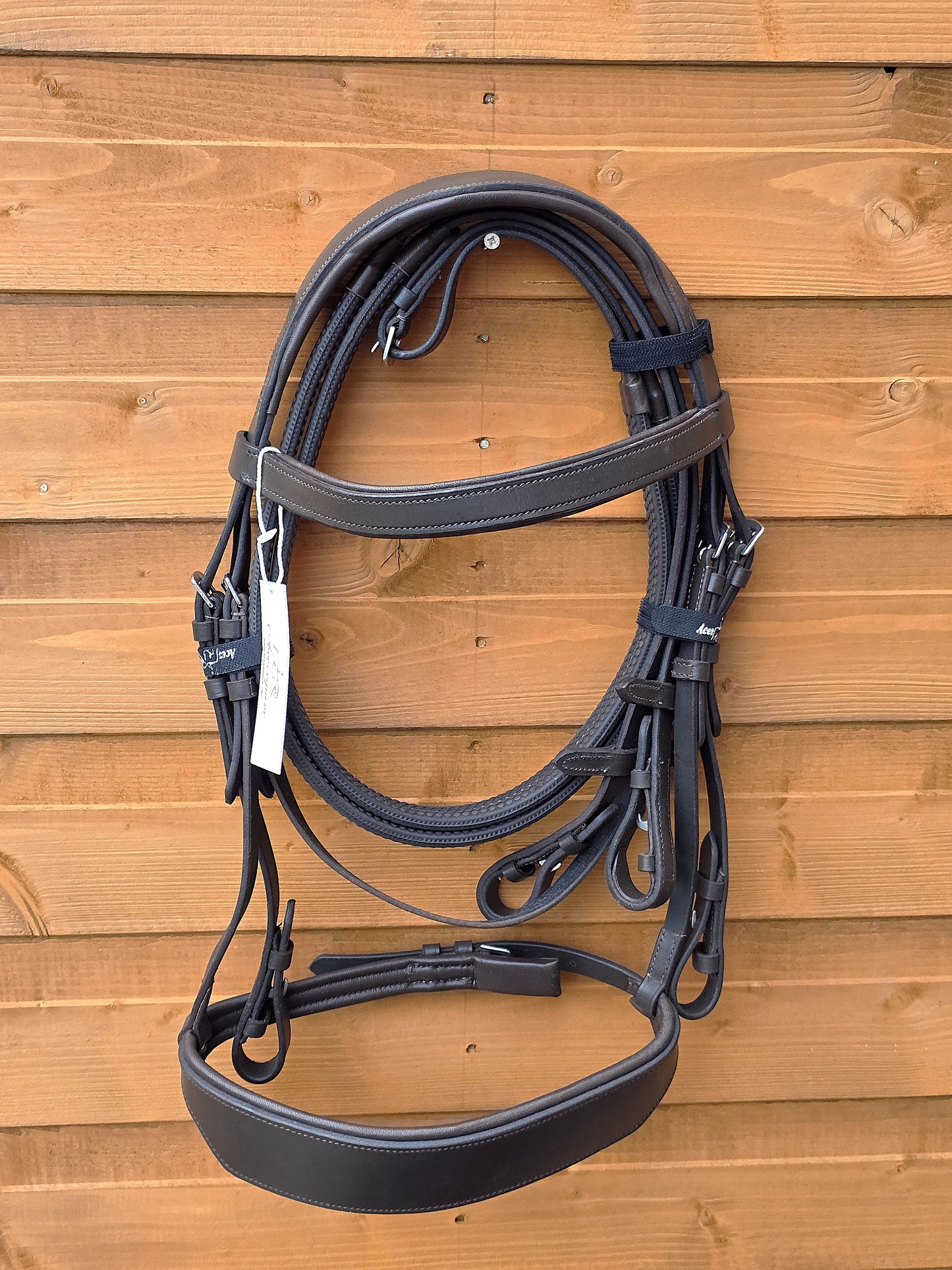 Leather Hunter Bridle Padded 2"Noseband 1" Browband with Rubber reins Show Quality Brown