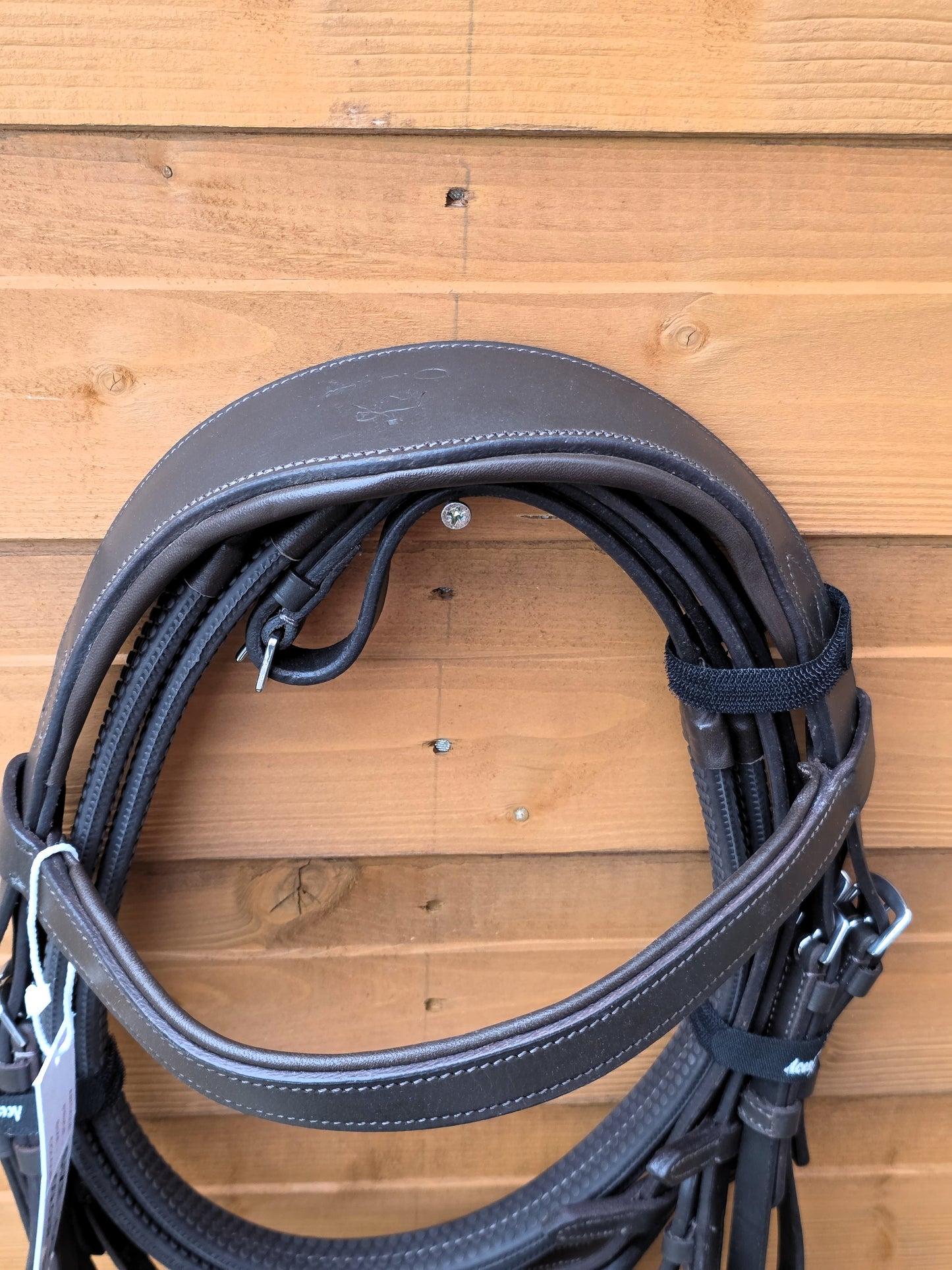 Leather Hunter Bridle Padded 2"Noseband 1" Browband with Rubber reins Show Quality Brown