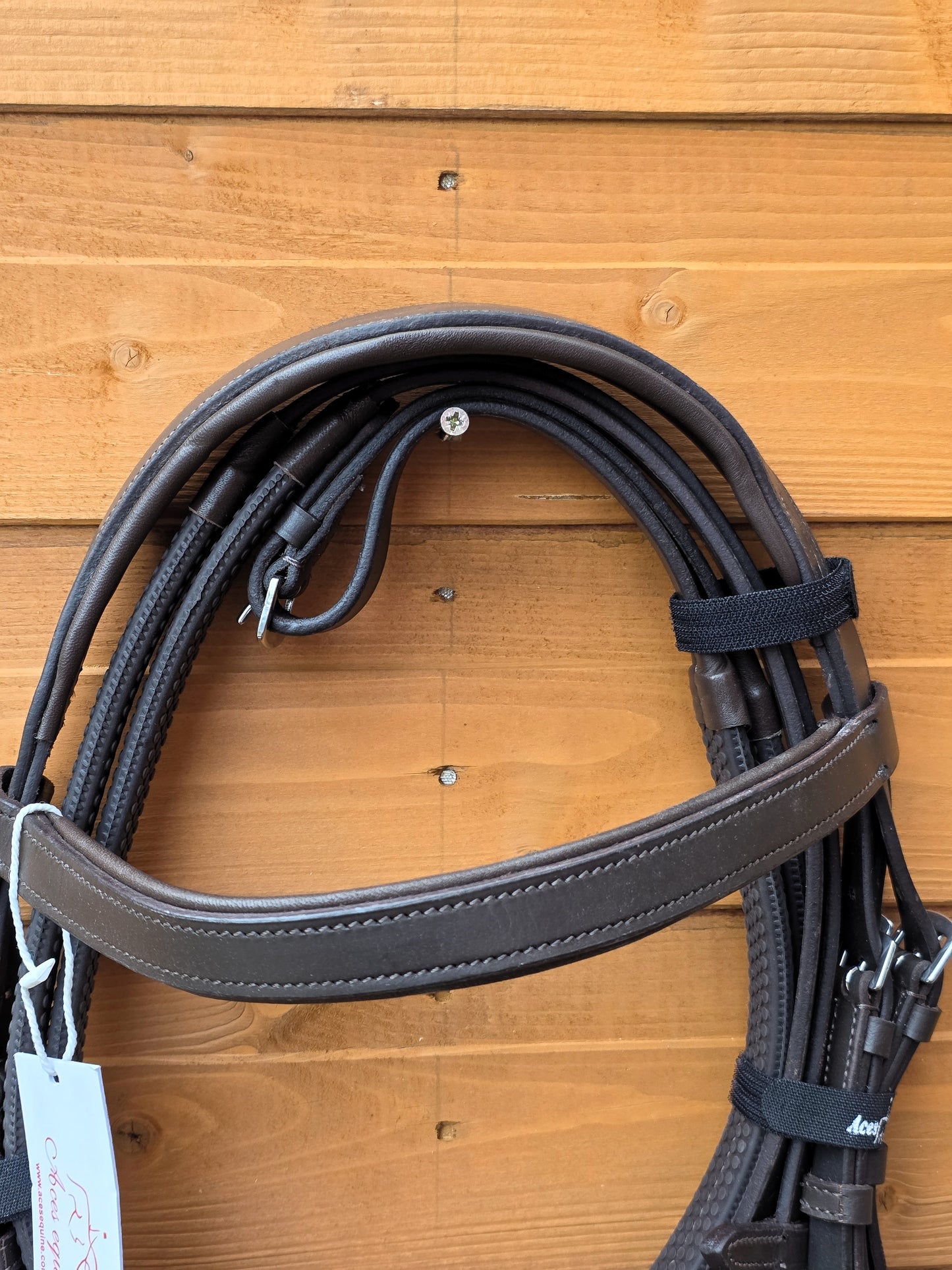 Leather Hunter Bridle Padded 2"Noseband 1" Browband with Rubber reins Show Quality Brown