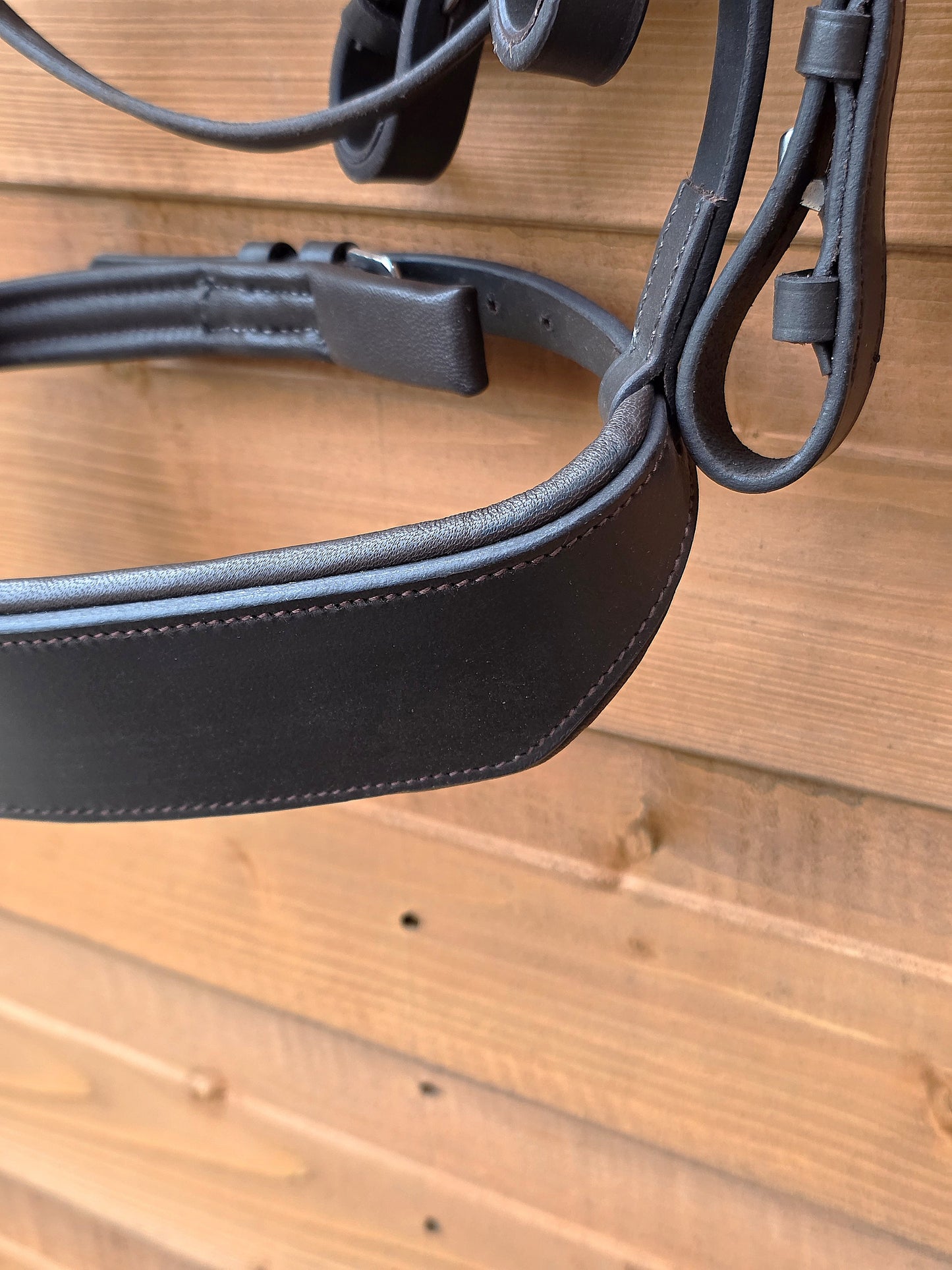 Leather Hunter Bridle Padded 2"Noseband 1" Browband with Rubber reins Show Quality Brown
