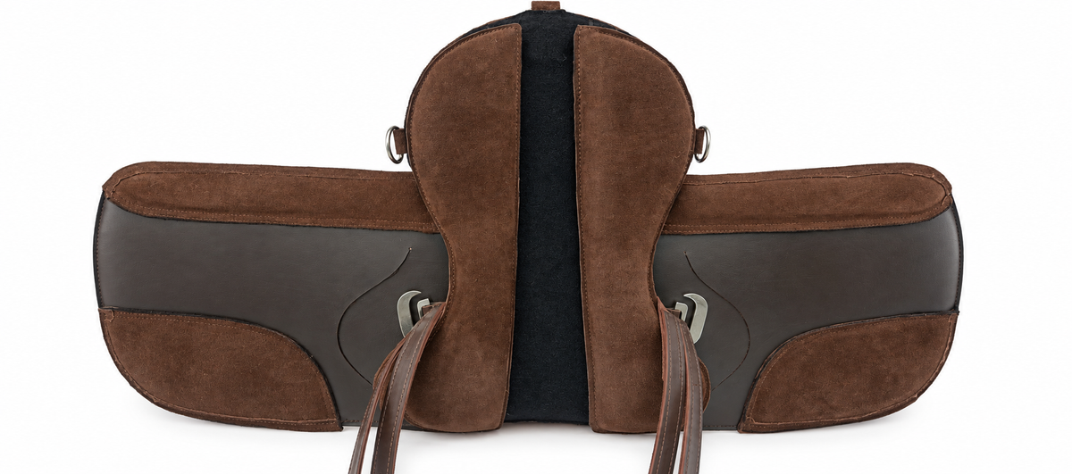 Leather Pony Saddle Riding Pad with Suede Seat And Girth Brown 12 and 14 Inch