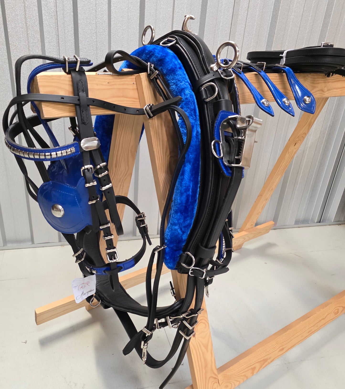 Leather Quick Hitch Harness Black Blue Aces Equine