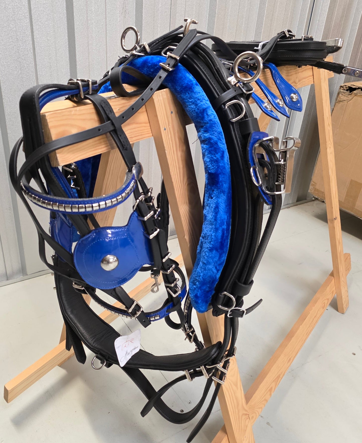 Leather Quick Hitch Harness Black Blue Aces Equine