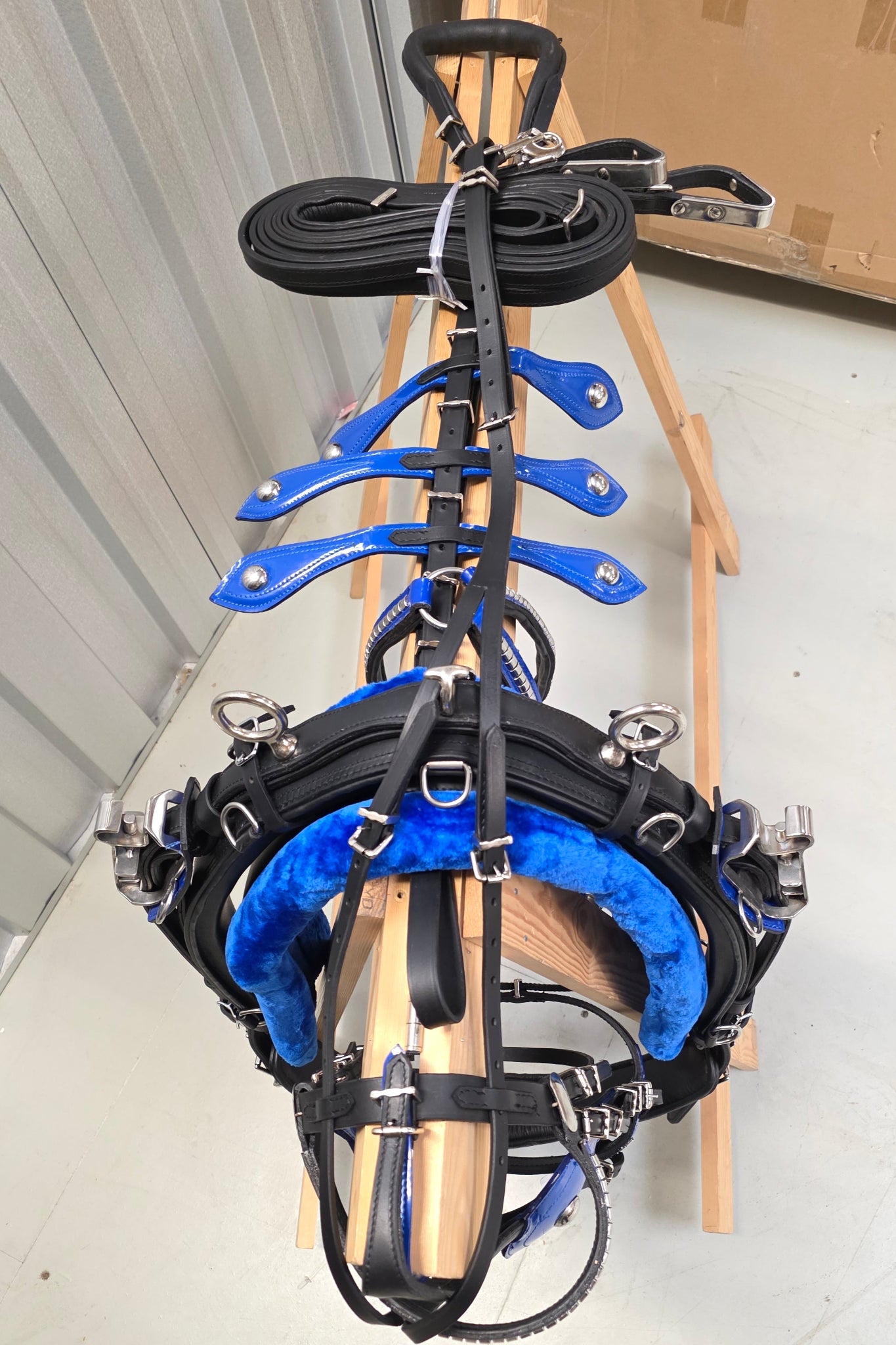 Leather Quick Hitch Harness Black Blue Aces Equine