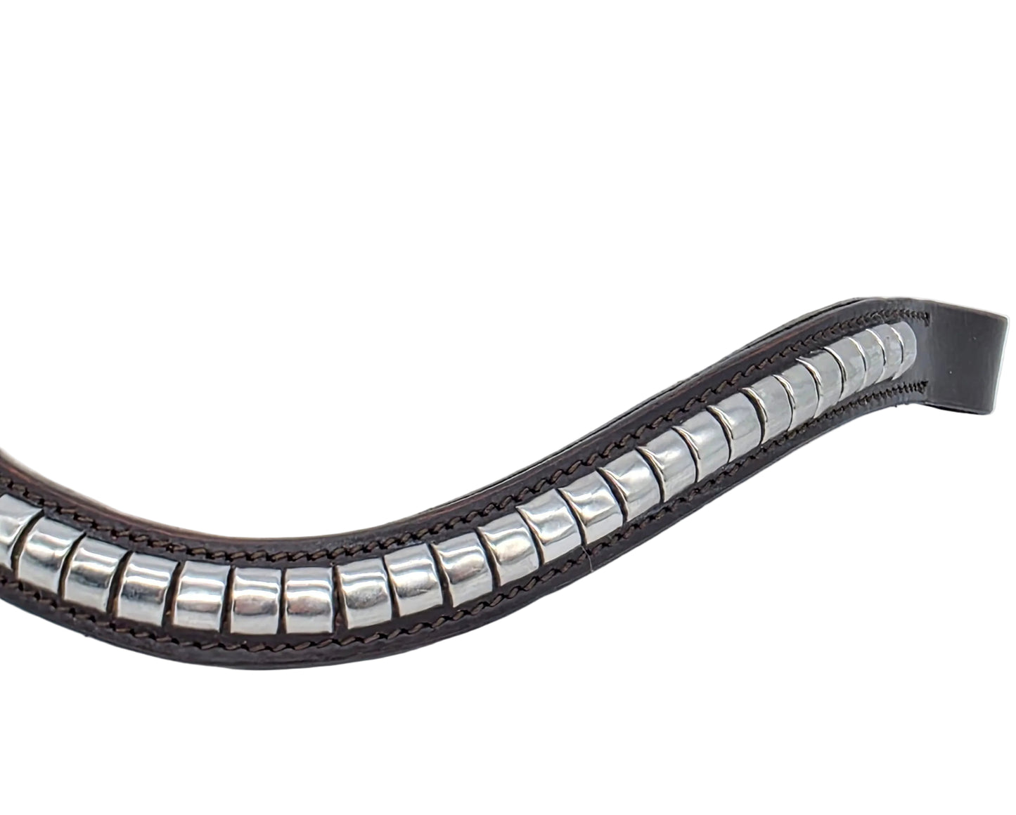 Leather Wave Clincher Browband Stainless Steel Studded Bridle English Browband