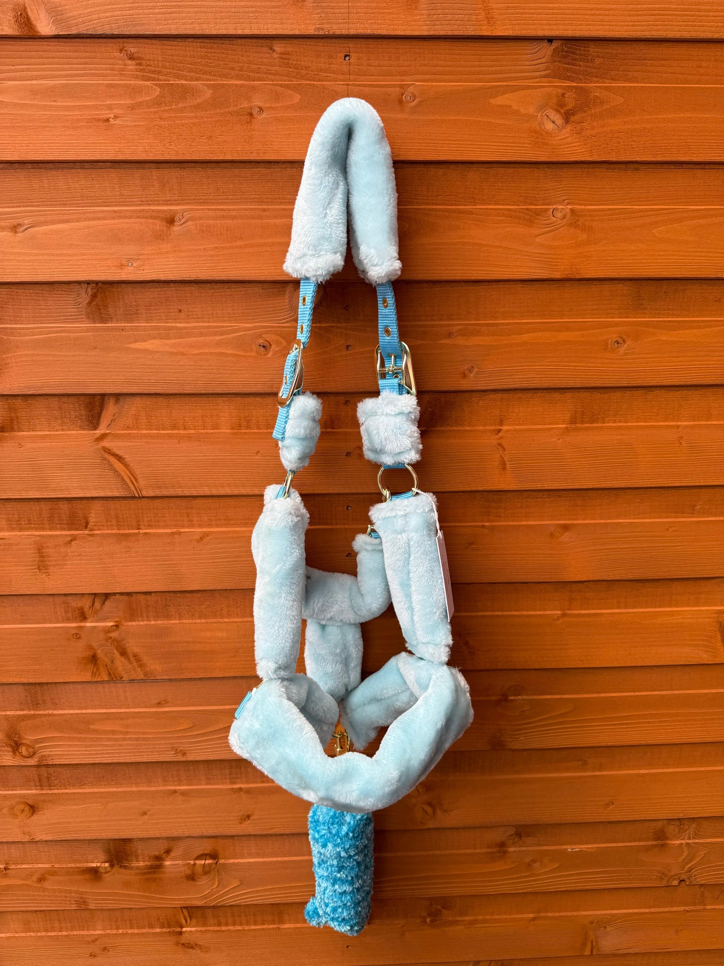 Mink Nylon Horse Halter Headcollar with Free Rope Lead Comfort Fit With Mink Padding Ice Blue