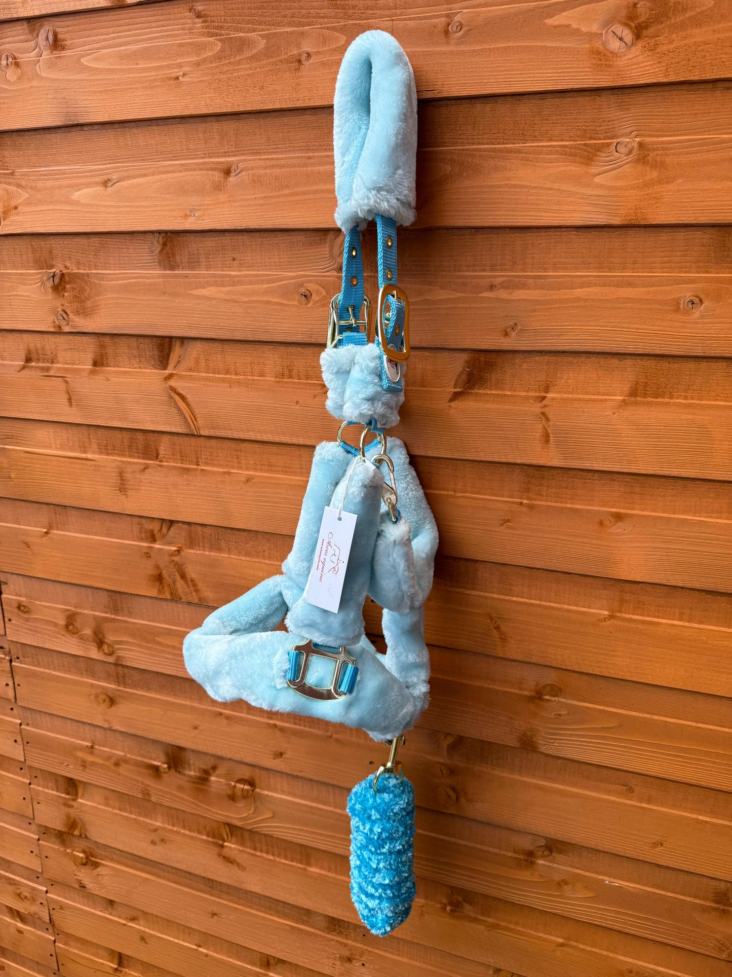Mink Nylon Horse Halter Headcollar with Free Rope Lead Comfort Fit With Mink Padding Ice Blue