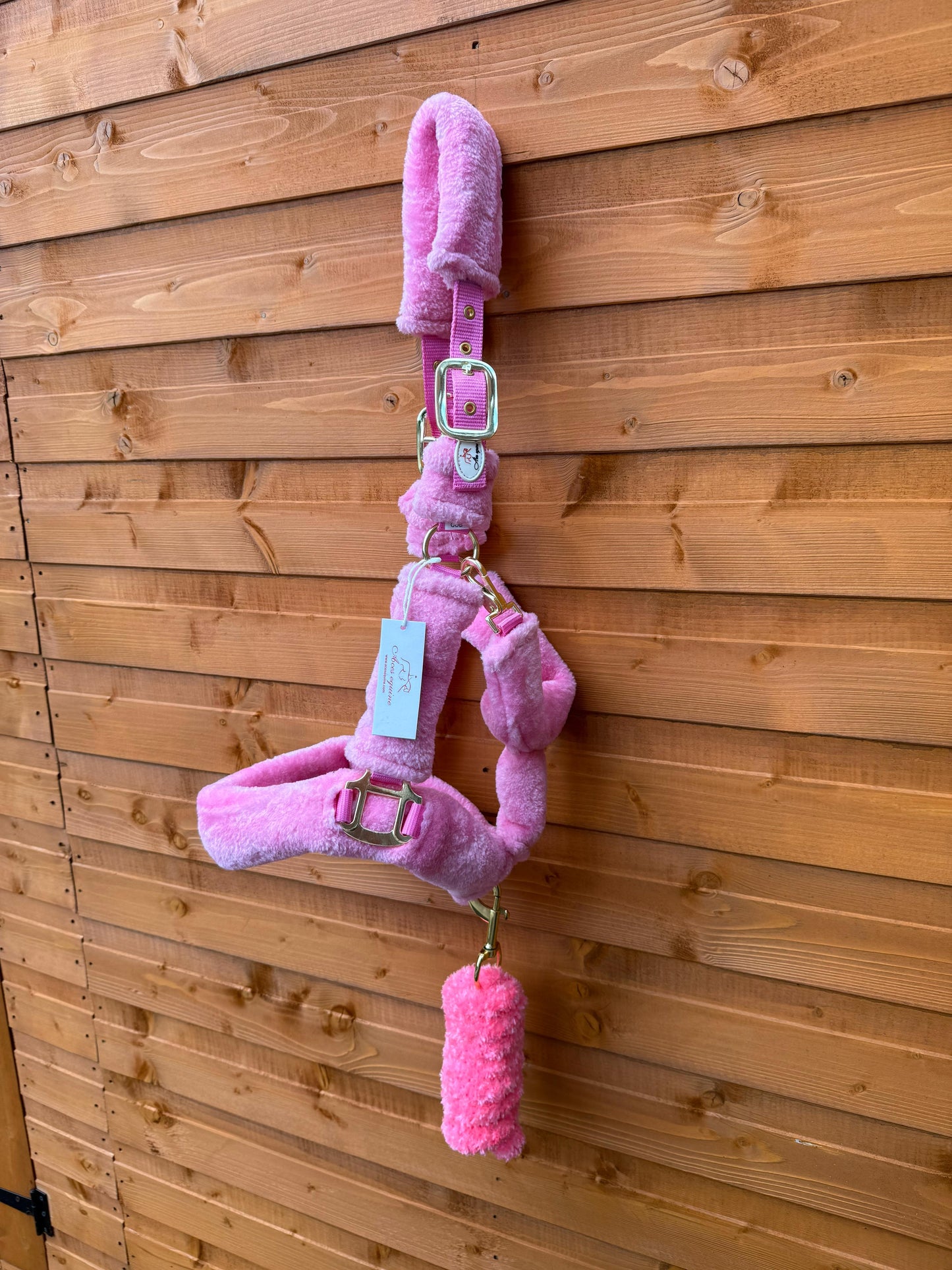 Mink Nylon Horse Halter Headcollar with Free Rope Lead Comfort Fit With Mink Padding Pink