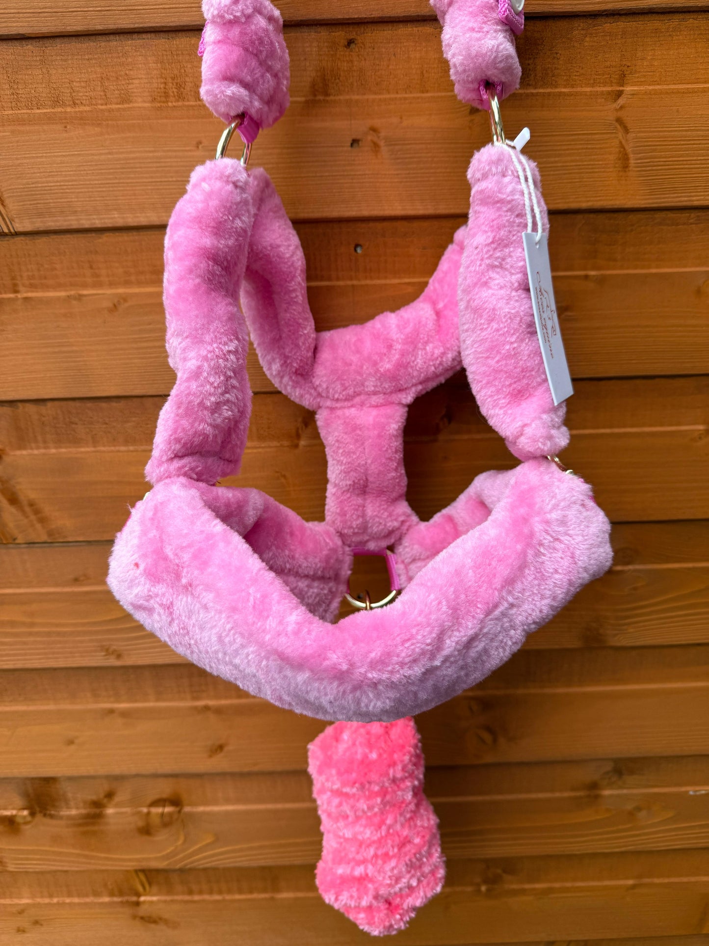 Mink Nylon Horse Halter Headcollar with Free Rope Lead Comfort Fit With Mink Padding Pink