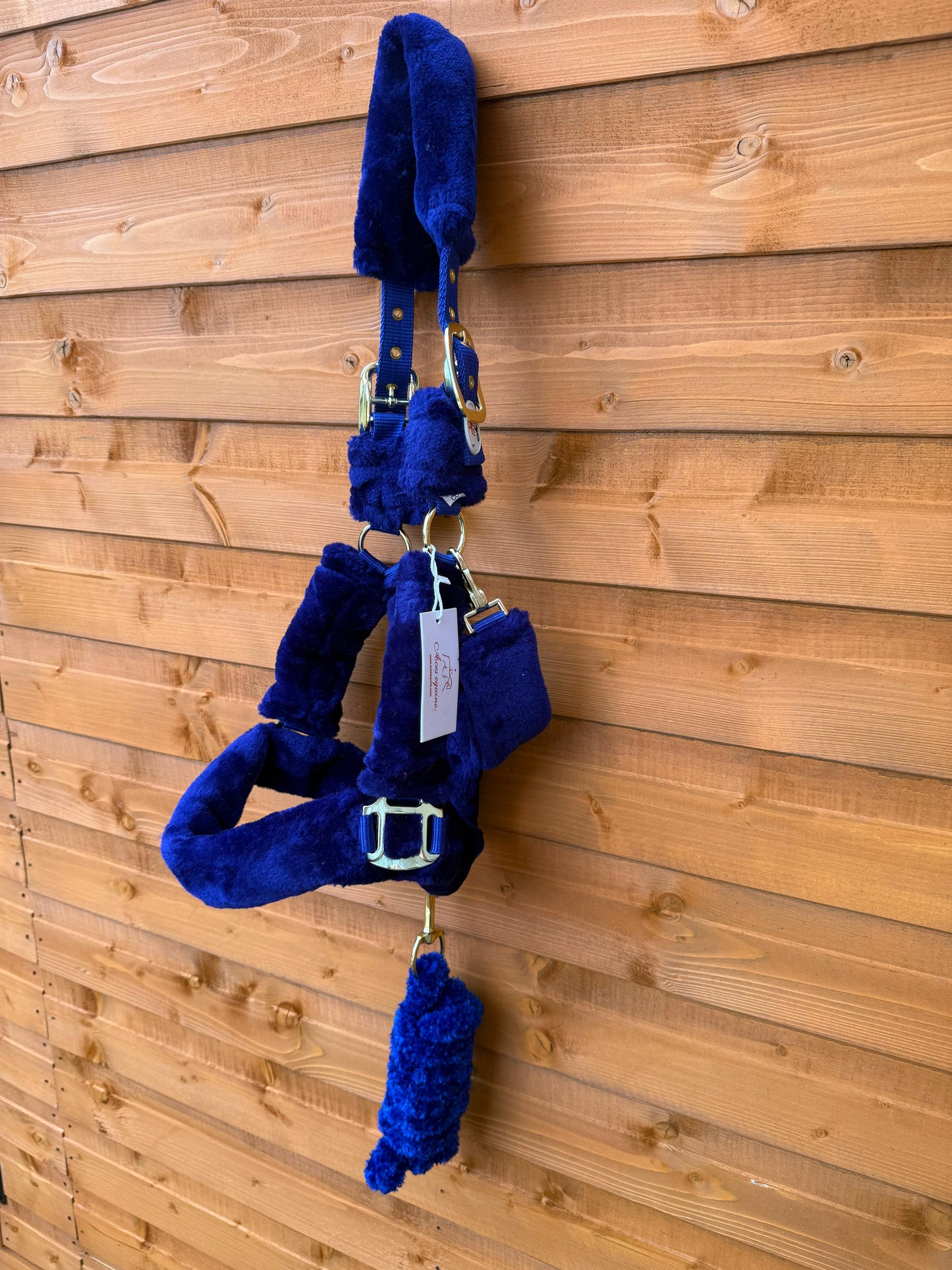 Mink Nylon Horse Halter Headcollar with Free Rope Lead Comfort Fit With Mink Padding Royal Blue