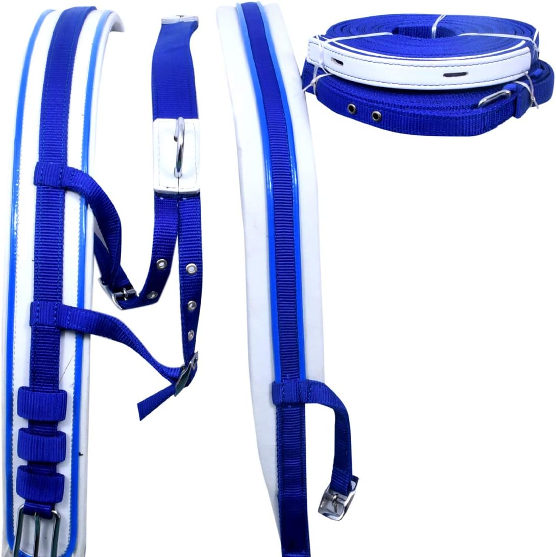 Nylon Driving Harness Set Blue White Size Full Cob Pony Shetland Mini Shetland and Miniature