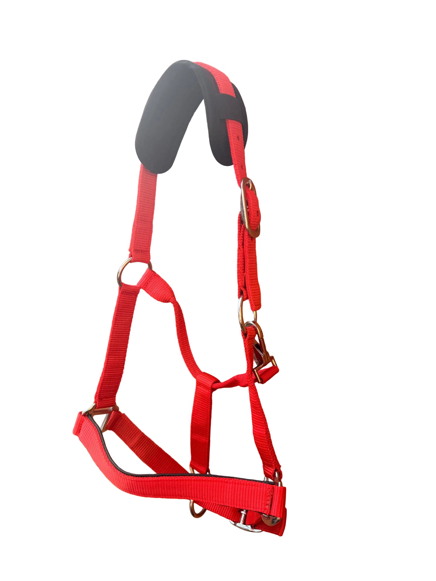 Nylon Padded Headcollar Soft Noseband And Headpiece With Rope Lead Red
