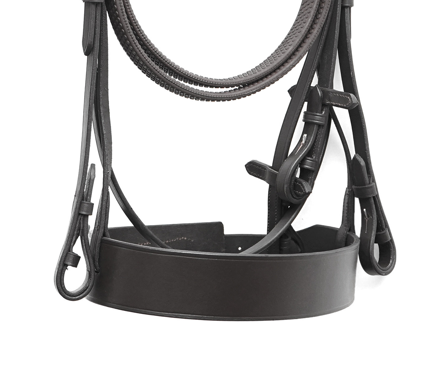 Leather Horse Hunter Bridle 2 Inch Noseband and 1 Inch Browband Black