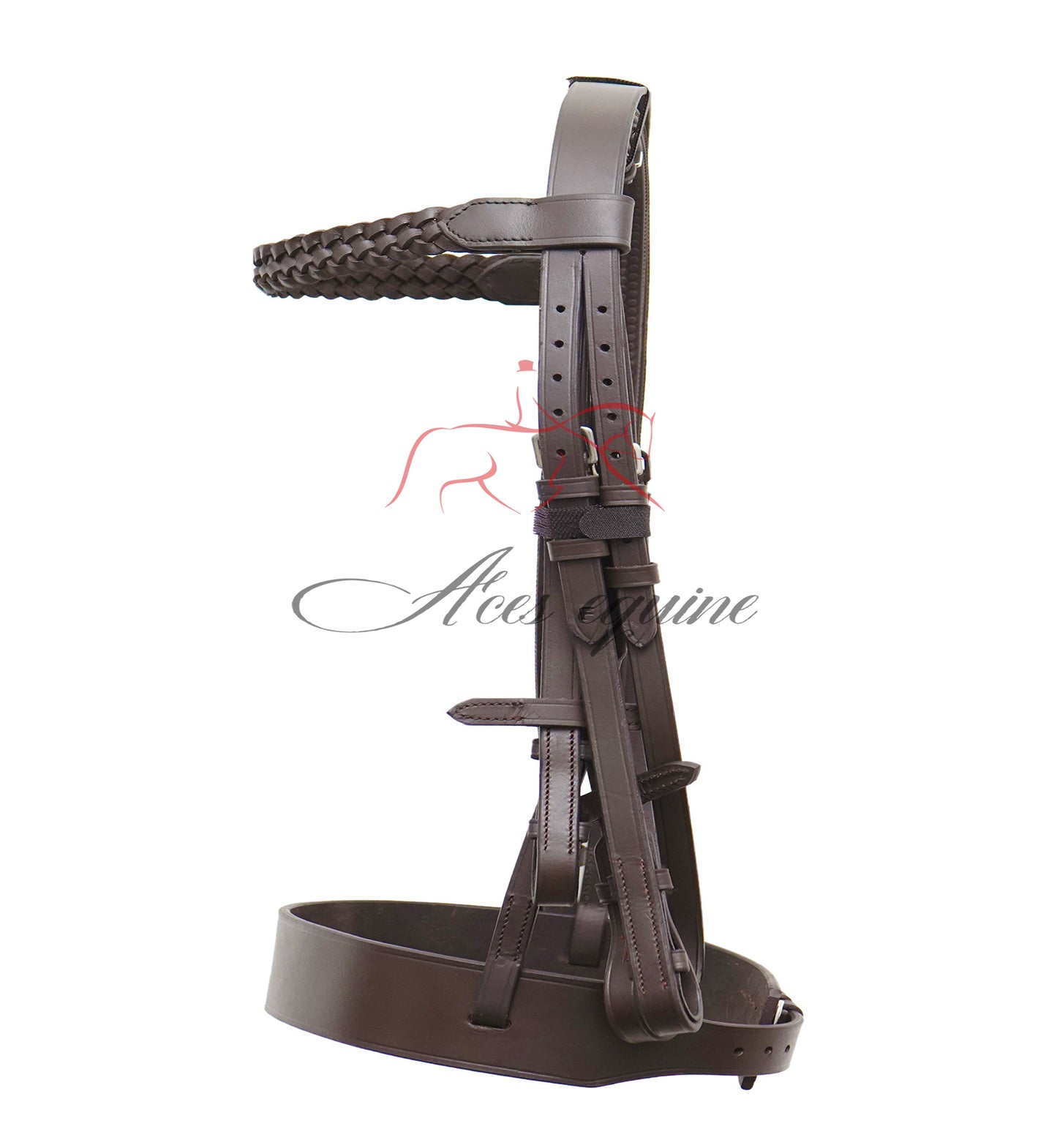 Leather Horse Hunter Bridle 2 inch Noseband and 1 inch Plated Browband Brown