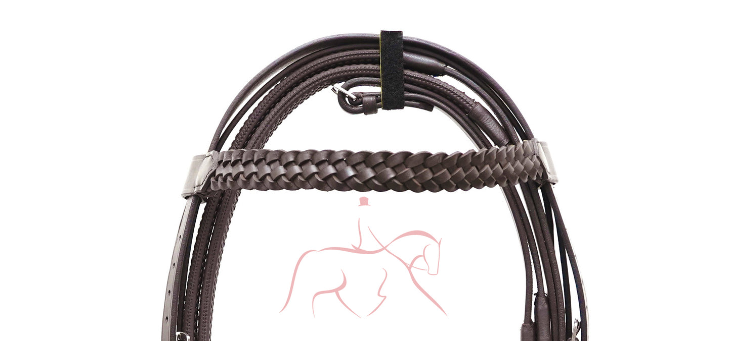 Leather Horse Hunter Bridle 2 inch Noseband and 1 inch Plated Browband Brown