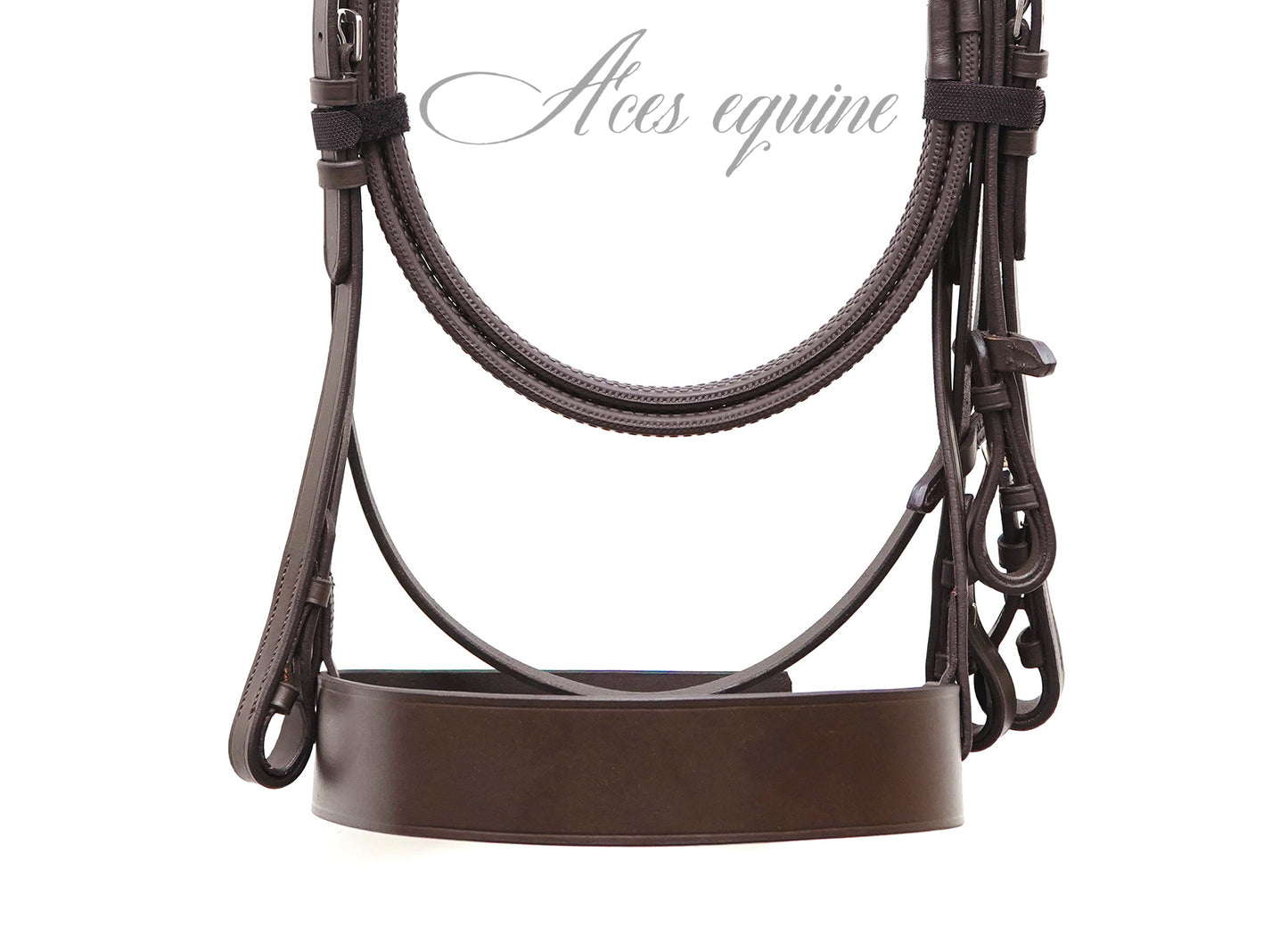 Leather Horse Hunter Bridle 2 inch Noseband and 1 inch Plated Browband Brown