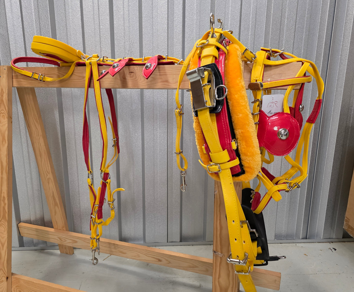 Quick Hitch Trotting Harness Yellow and Red
