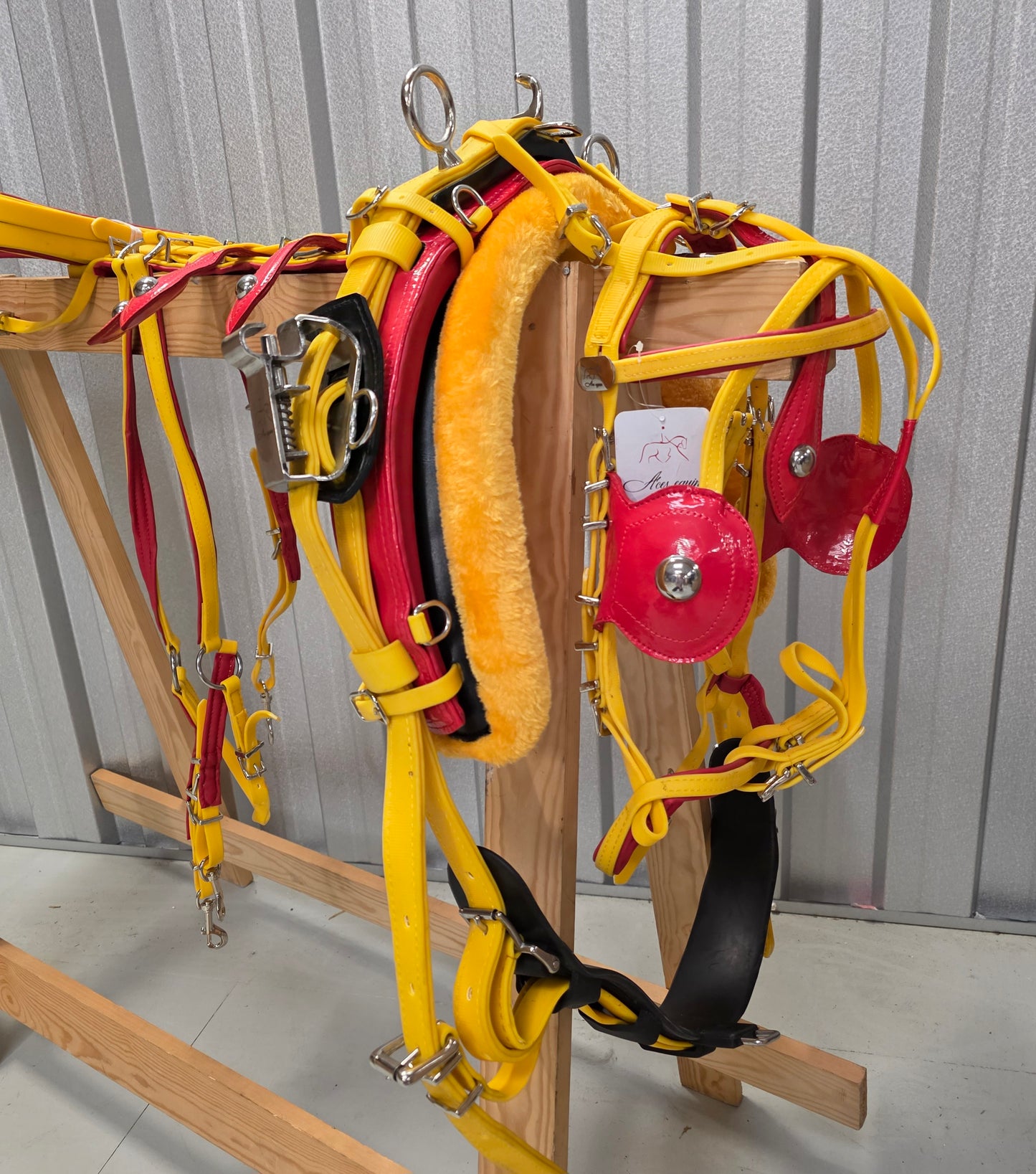 Quick Hitch Trotting Harness Yellow and Red