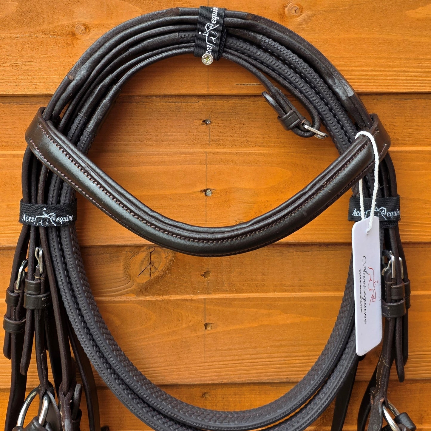 Premium Leather Mexican Grackle Bridle Brown Soft Padded with Rubber Reins