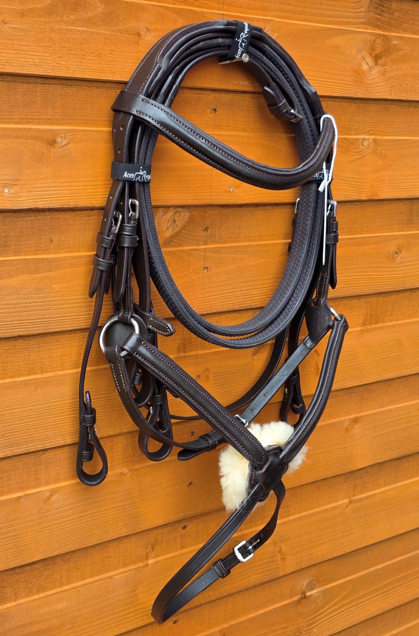 Premium Leather Mexican Grackle Bridle Brown Soft Padded with Rubber Reins