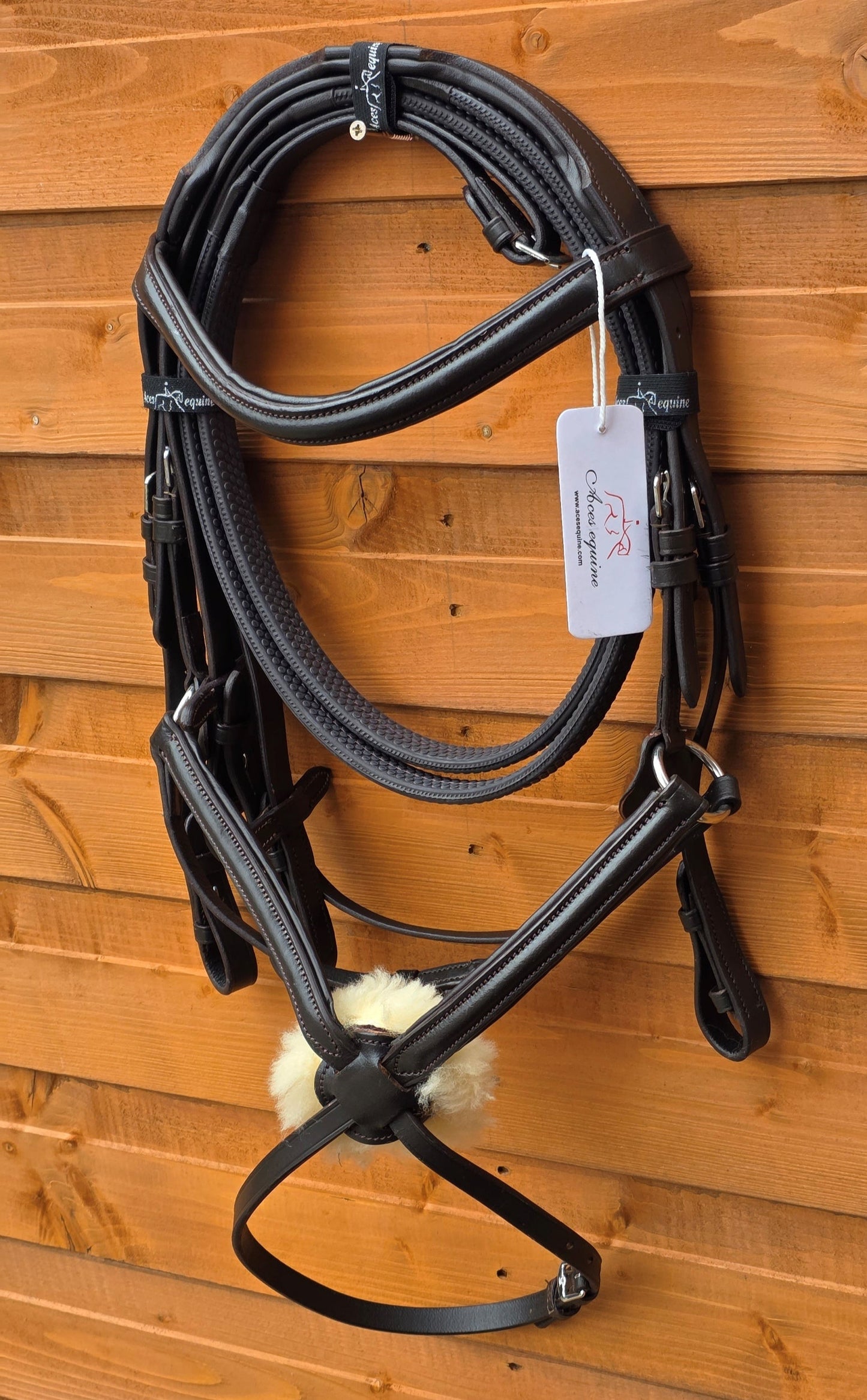 Premium Leather Mexican Grackle Bridle Brown Soft Padded with Rubber Reins