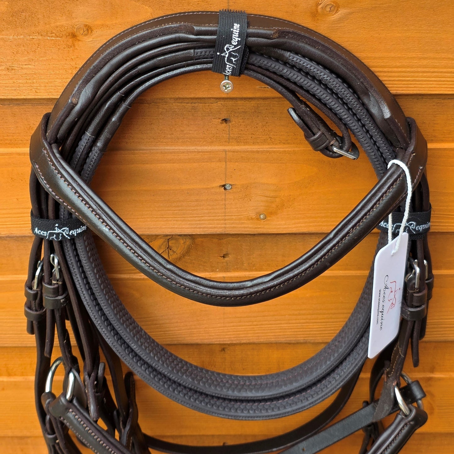 Premium Leather Mexican Grackle Bridle Brown Soft Padded with Rubber Reins