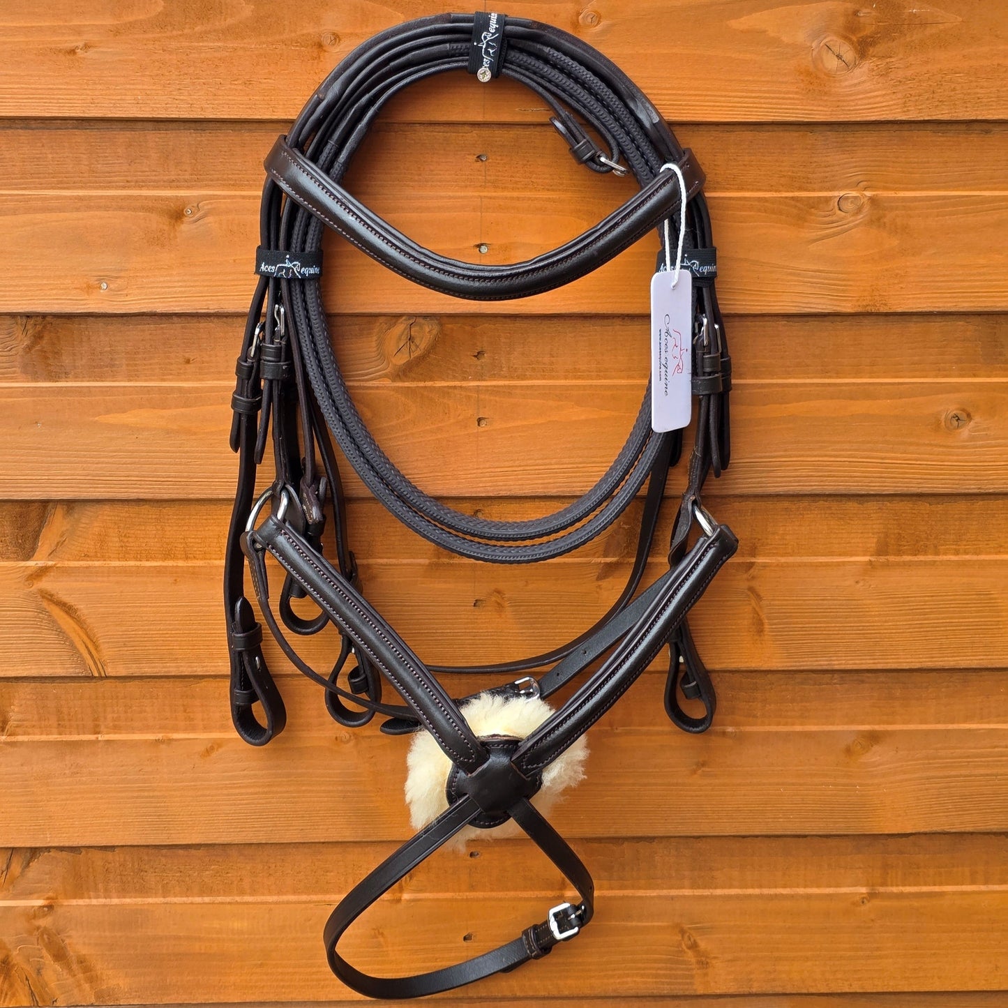 Premium Leather Mexican Grackle Bridle Brown Soft Padded with Rubber Reins