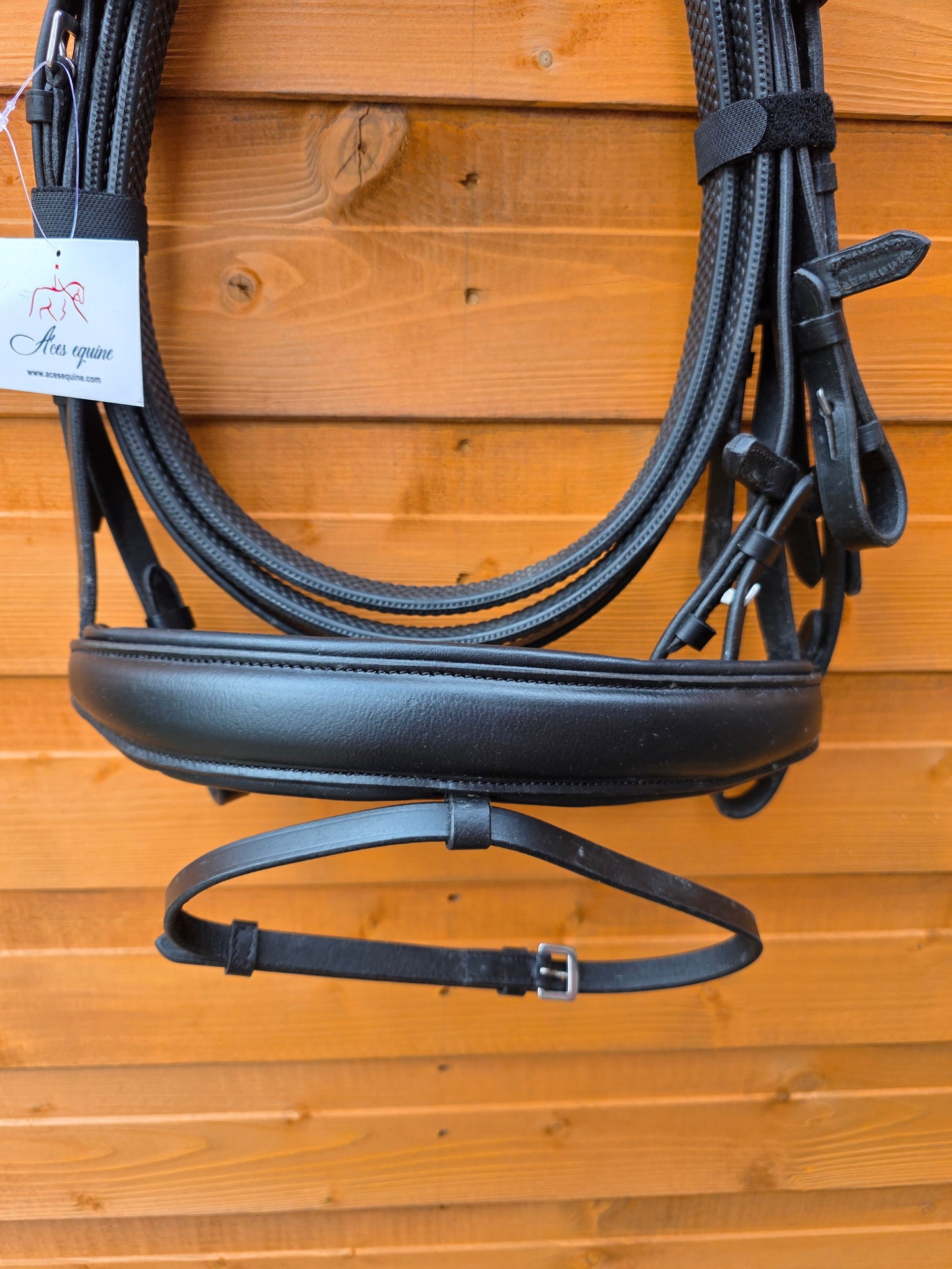 Premium Europa Comfort Padded Bridle Black Color with 1 Inch Browband and 1.5 Inch Noseband