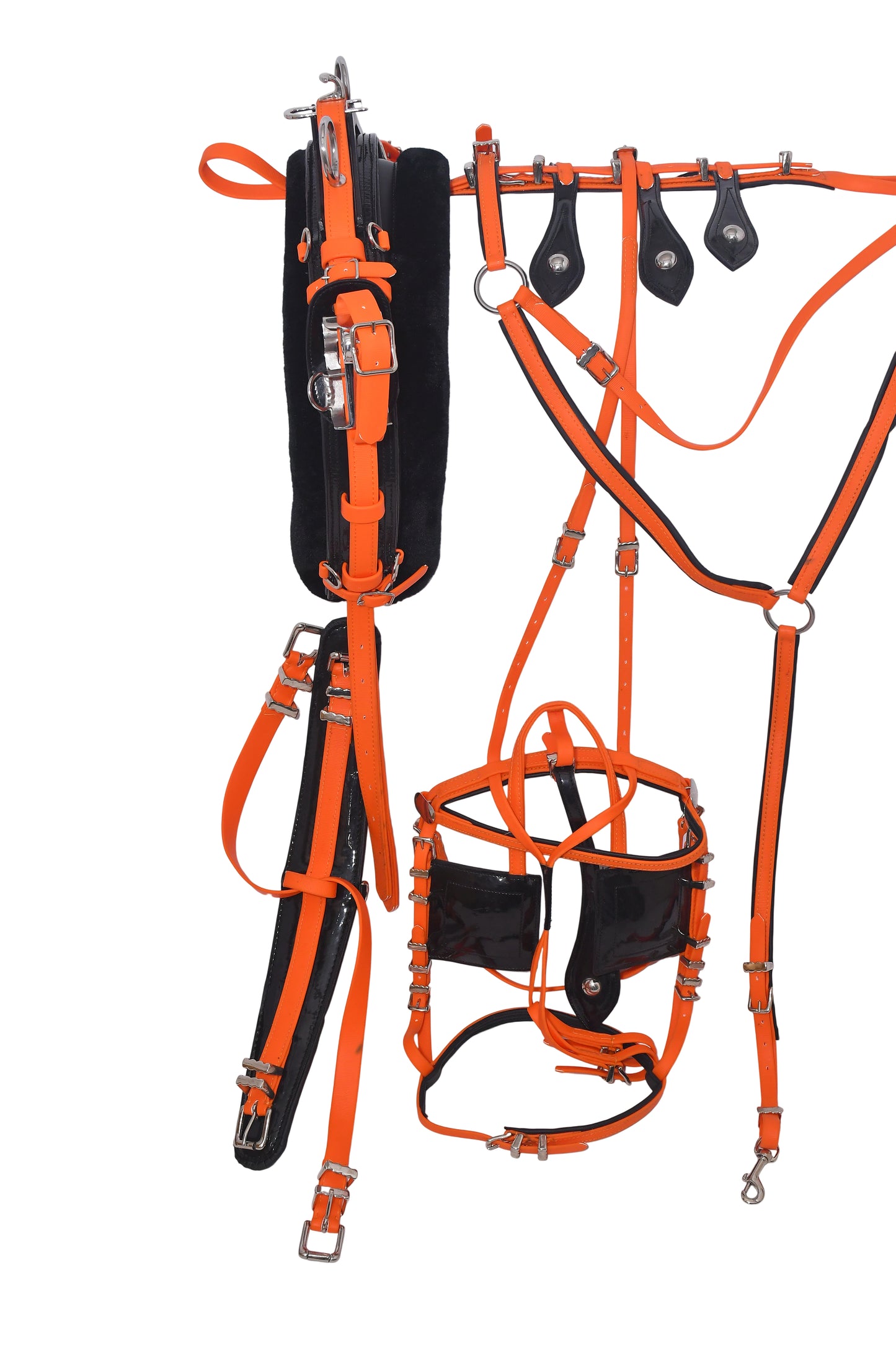 Quick Hitch Horse Harness for Trotting And Driving Orange Black