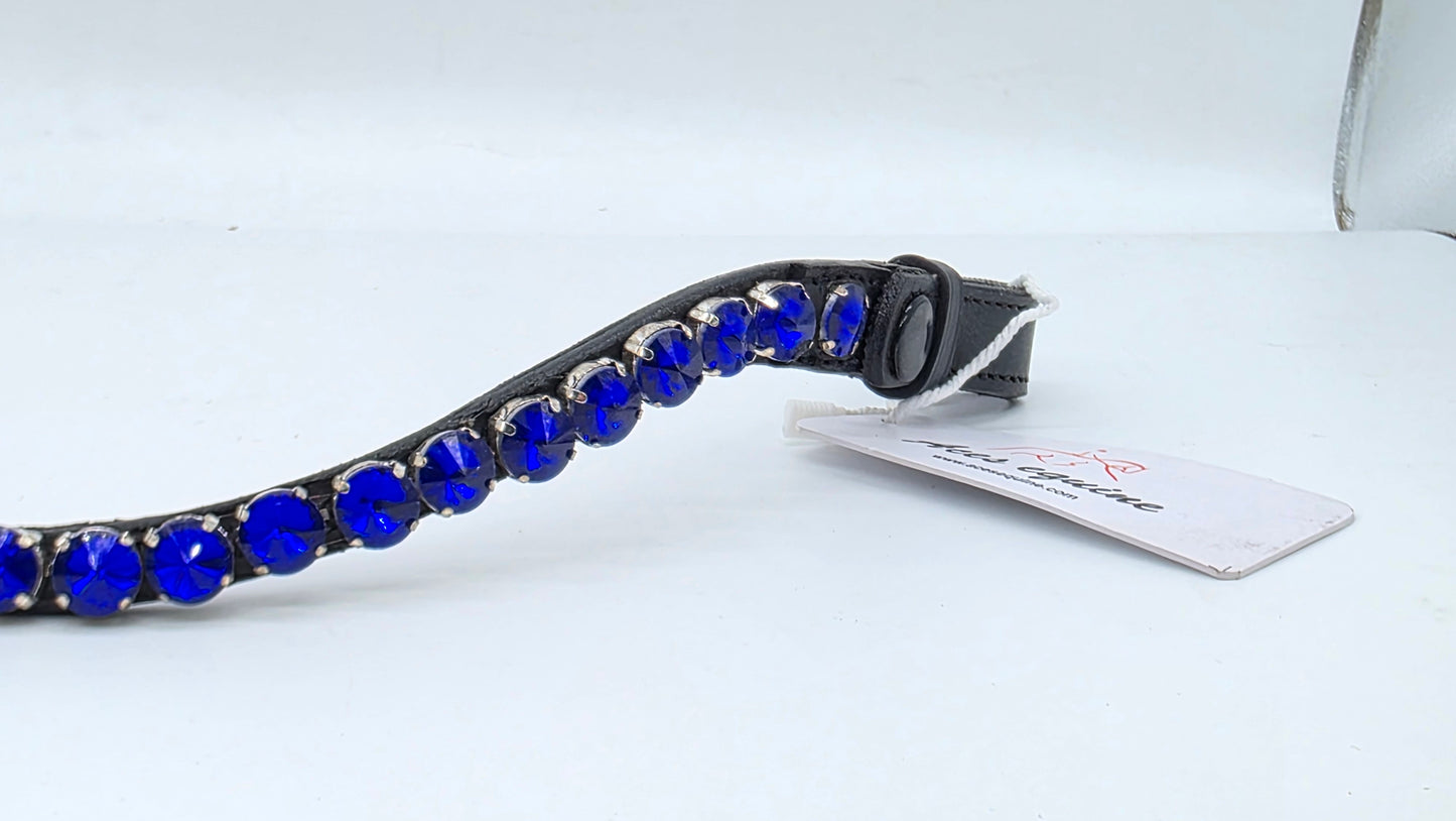Royal Azure Crystal Browband 10mm Padded Leather U Shape Bridle Tack