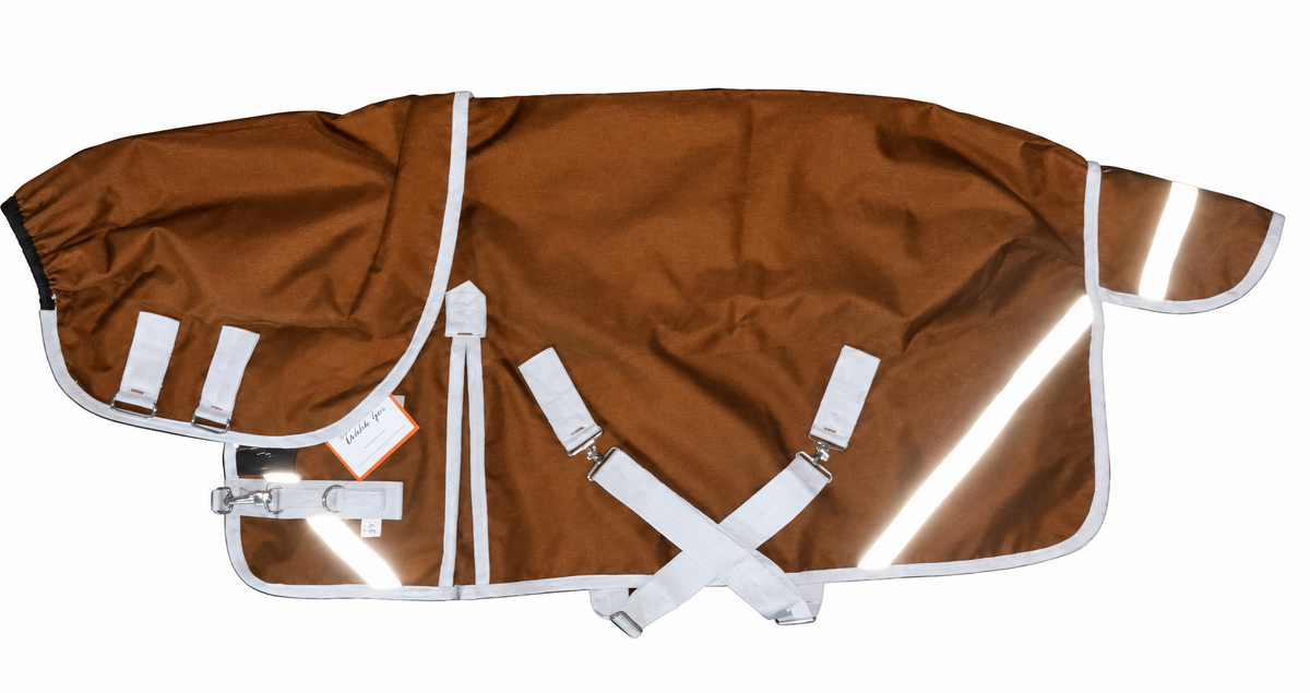 100GSM Turnout Horse Rug with Detachable Neck and Reflectors Brown