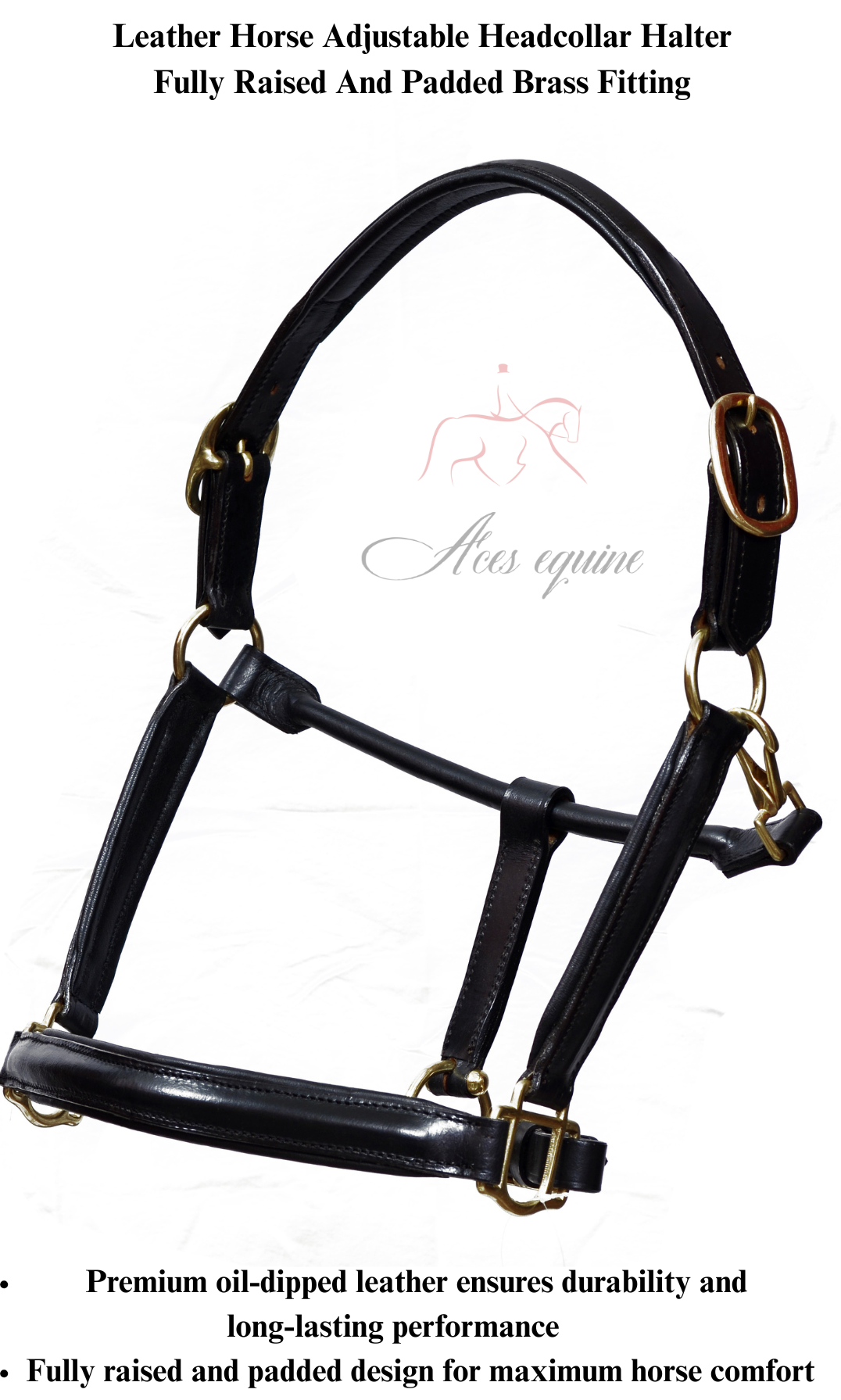 Aces_Equine_LEATHER_HORSE_ADJUSTABLE_HEADCOLLAR_HALTER_FULLY_RAISED_AND_PADDED_BRASS_FITTING_Black_3