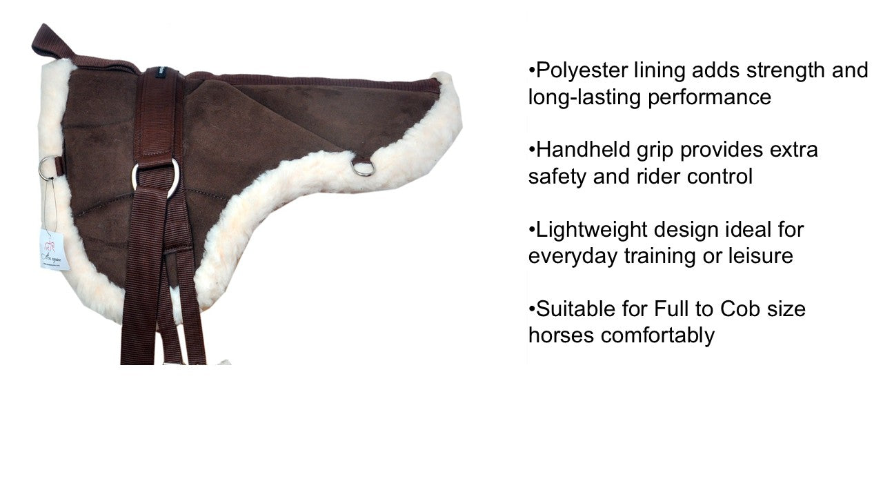 Exclusive Bareback Saddle Pad with Free Stirrups And Girth Anti Slip Micro Suede Adjustable Fit Pony Size Brown Colour