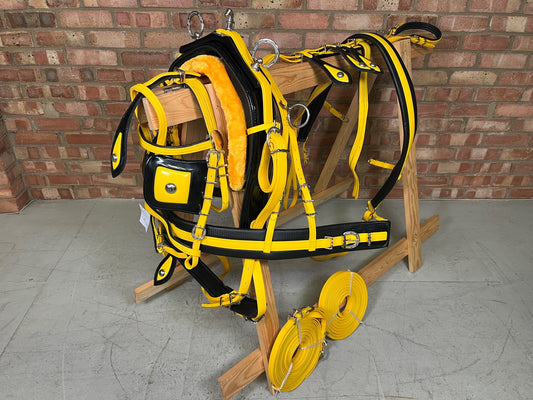 Breeching Tiedown harness Yellow and Black colour size Full Cob Pony Small pony Shetland