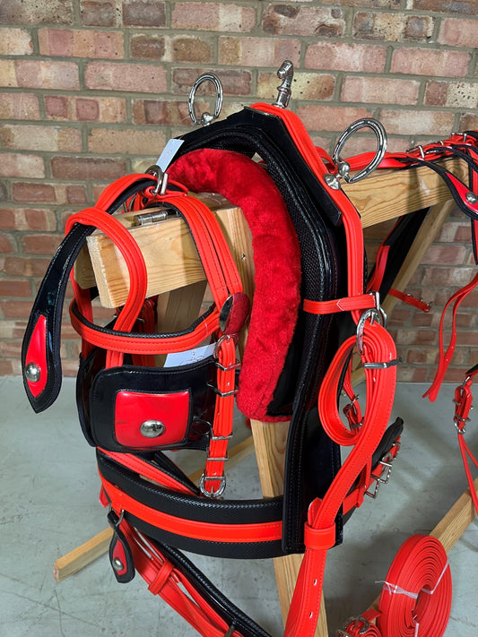 Breeching Tiedown harness Red Colour size Full Cob Pony Small pony Shetland Mini Shetland