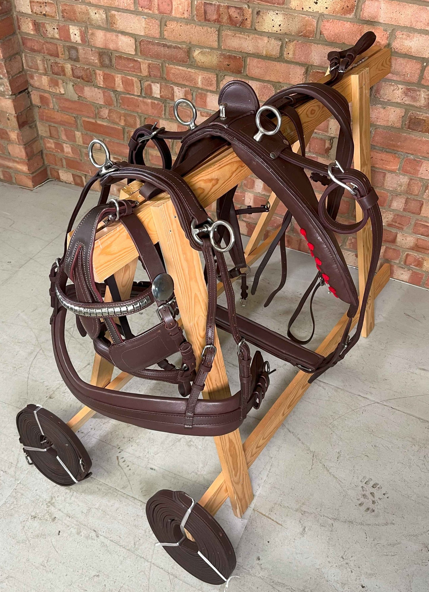 Brown Leather Driving Tie down harness 