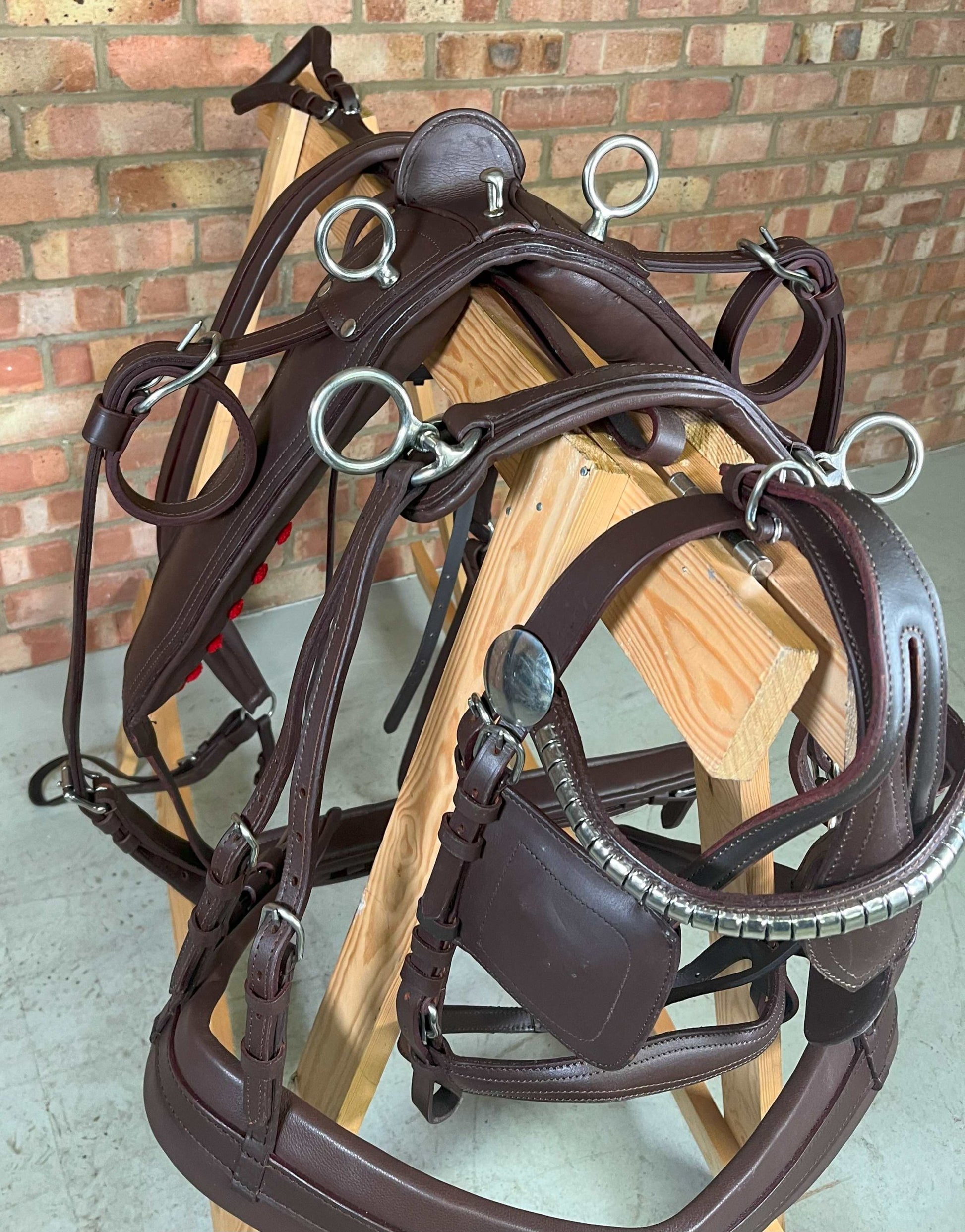 Brown Leather Driving Tie down harness 