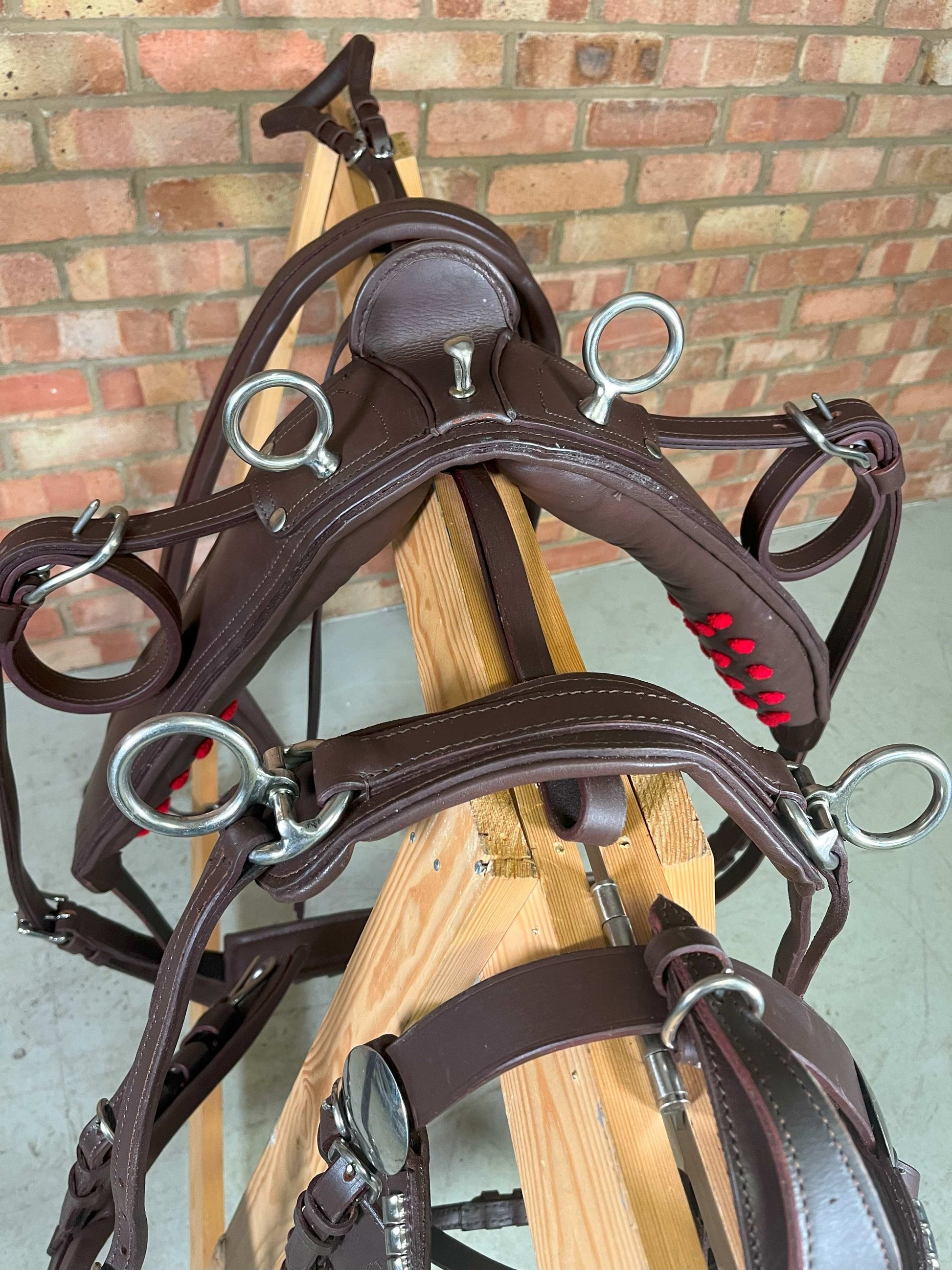 Brown Leather Driving Tie down harness 