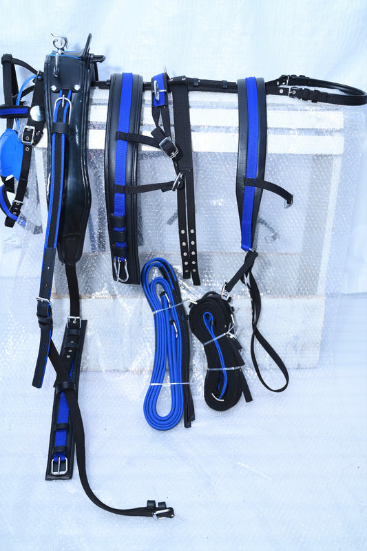 Nylon Driving Harness Blue and Black Deluxe