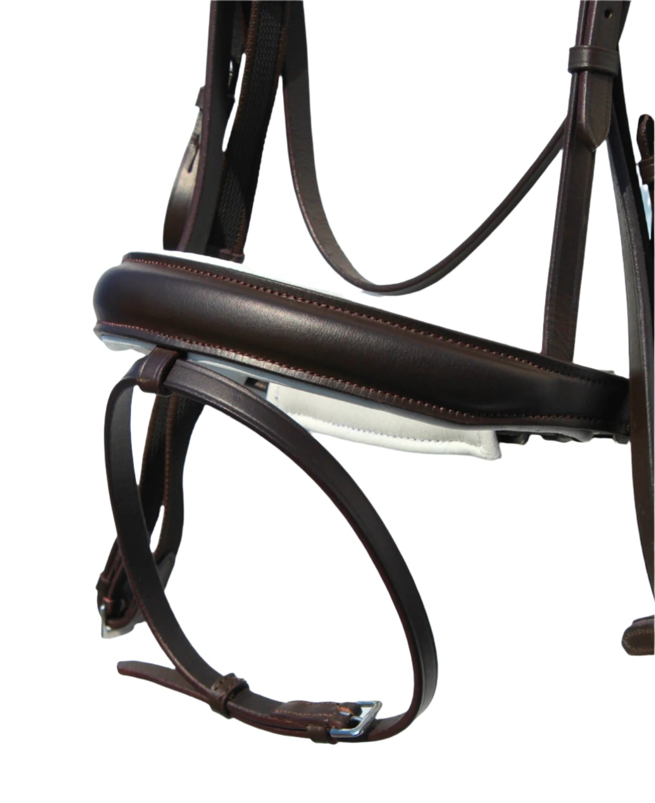 Europa Bridle Fully Padded 1 Inch Browband 1.5 Inch Noseband with Rubber Reins Brown White